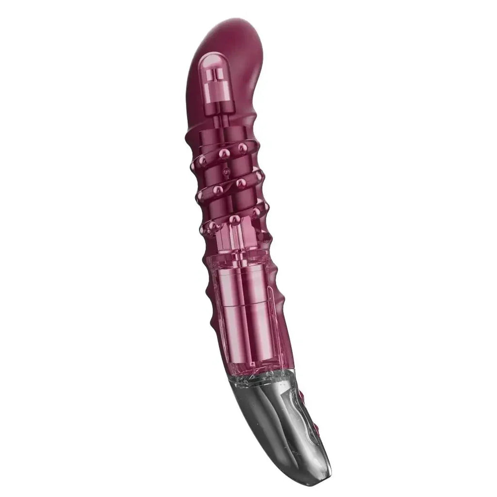 Titanz Spiral 6 Inch Silicone Vibrator USB Rechargeable Purple Ribbed Massager
