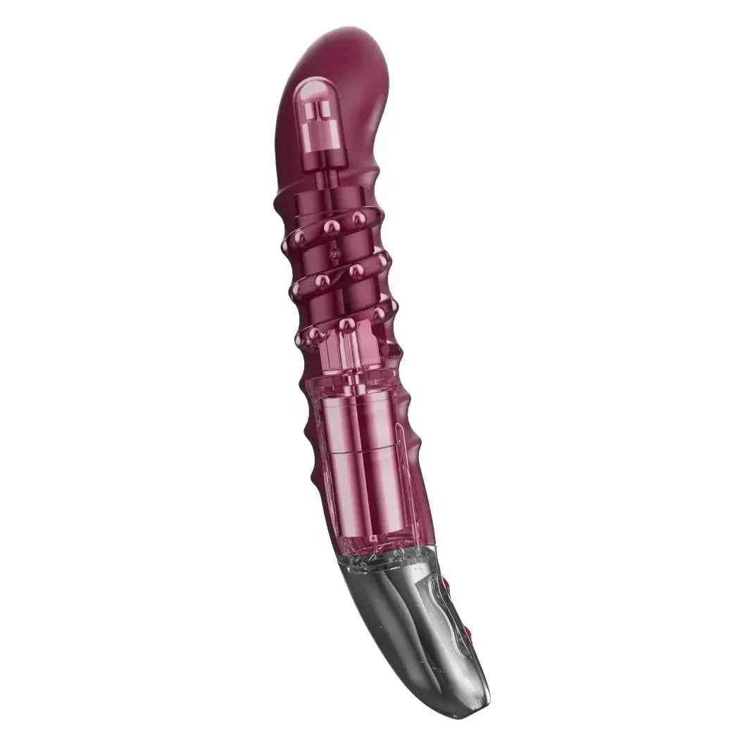 Titanz Spiral 6 Inch Silicone Vibrator USB Rechargeable Purple Ribbed Massager