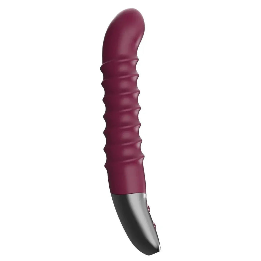 Titanz Spiral 6 Inch Silicone Vibrator USB Rechargeable Purple Ribbed Massager