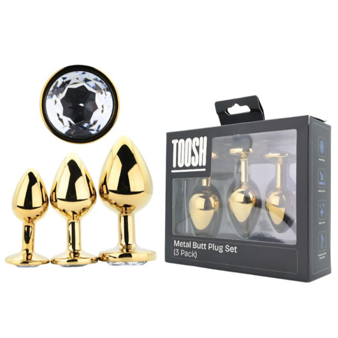 Toosh Gold Metal Gem Butt Anal Plug Prostate BDSM Small Medium Large Sex Set