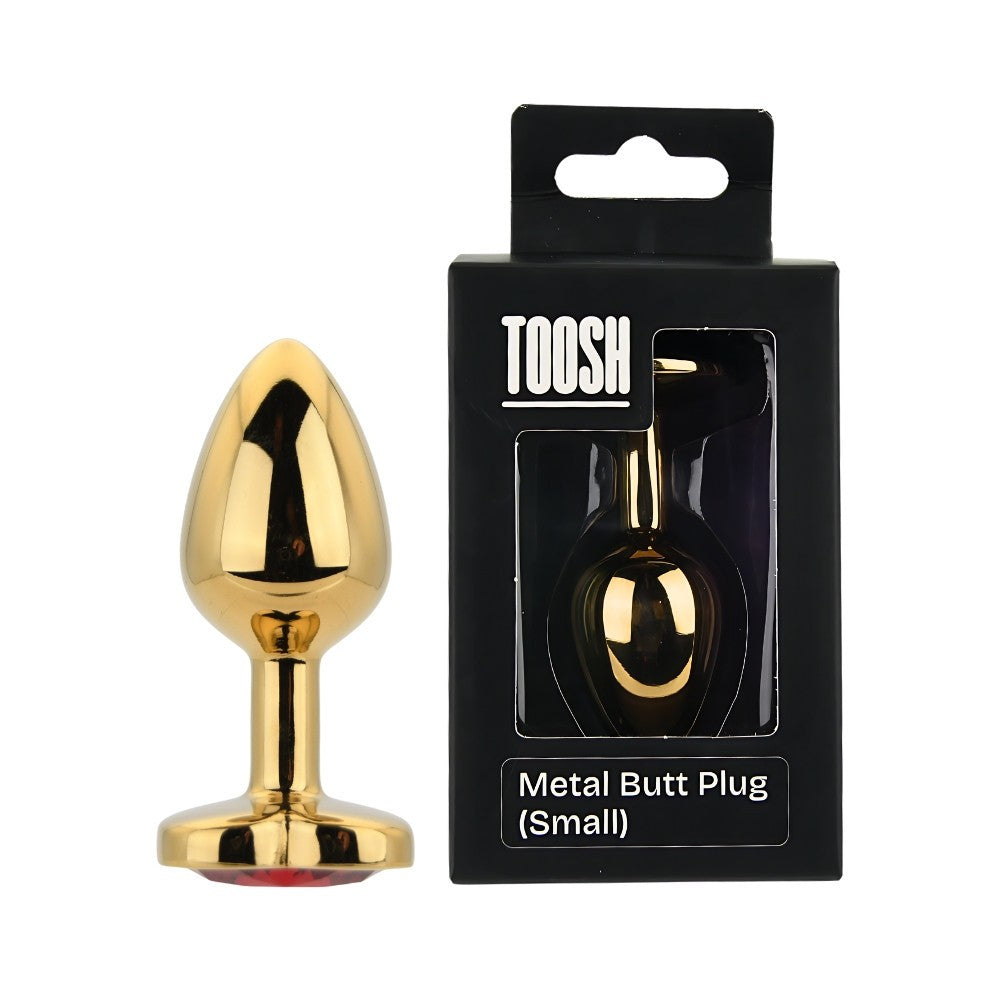 Toosh Gold Metal Red Heart Gem Butt Anal Plug Prostate BDSM Small Medium Large