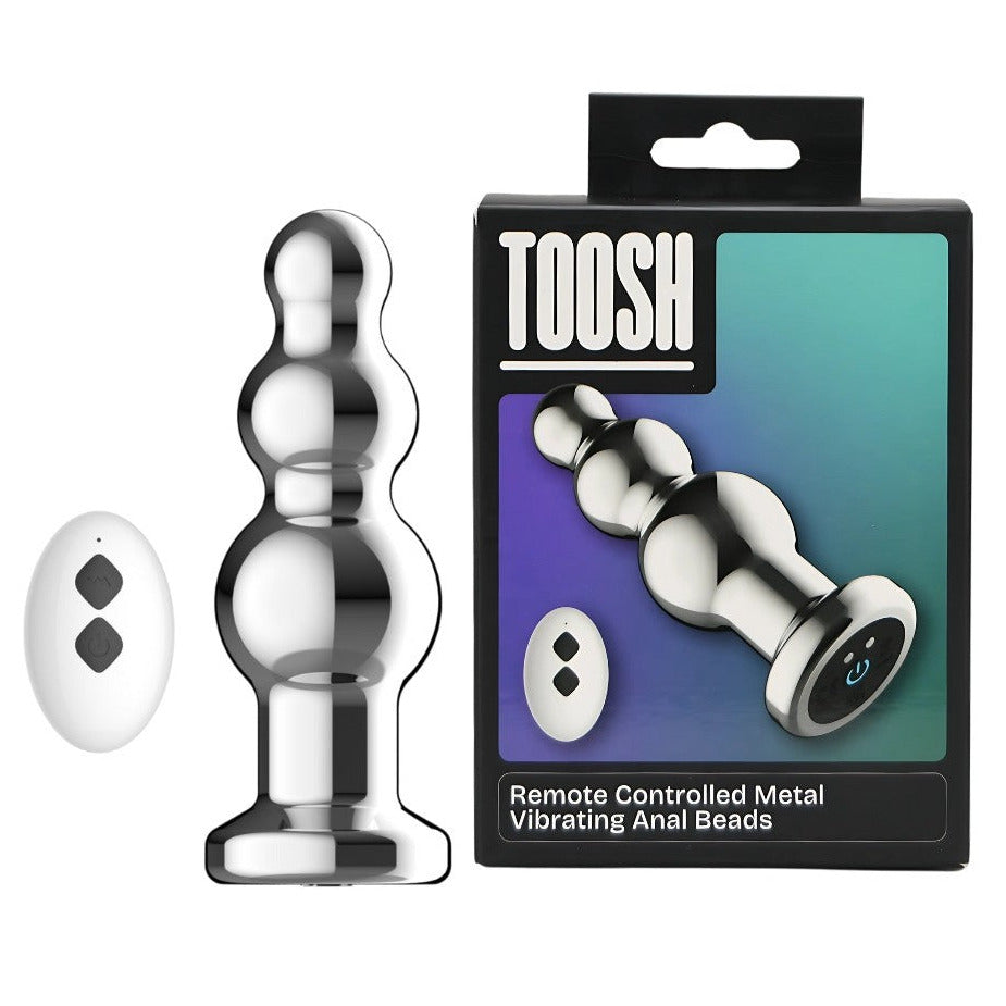 Toosh Remote Controlled Metal 10 Speed Vibrating Anal Beads Butt Plug P-Spot