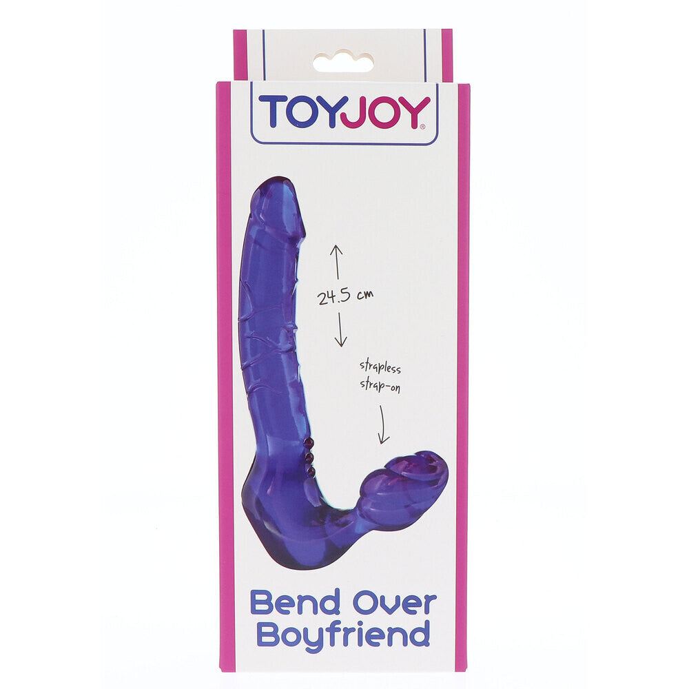 ToyJoy Bend Over Boyfriend Strapless Strap-On PVC 9 Inch Double End Dildo Purple
