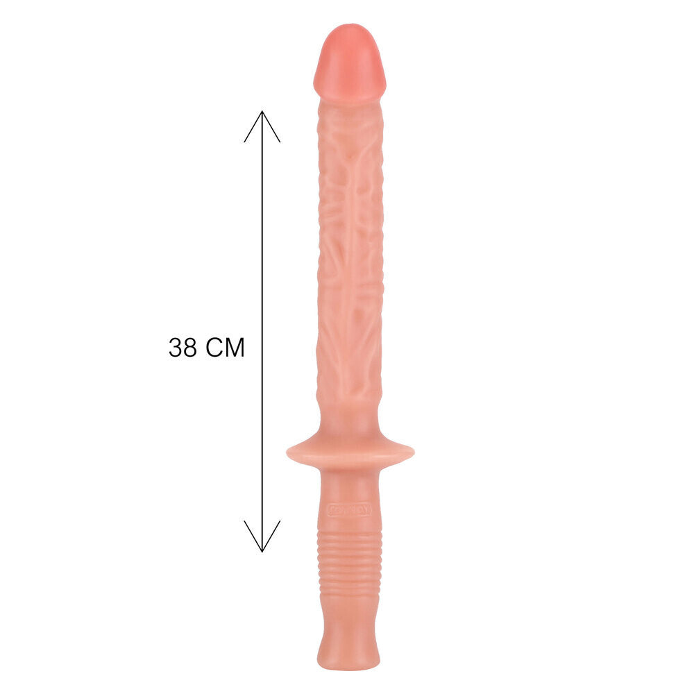 ToyJoy The Manhandler 14.5 Inch Flesh Pink Veined Lifelike Dildo With Handle