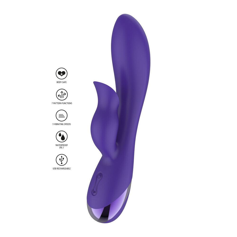 Xocoon Unchained Love Clitoris G-Spot 7.4 Inch Purple Rabbit Wand Vibrator Silicone