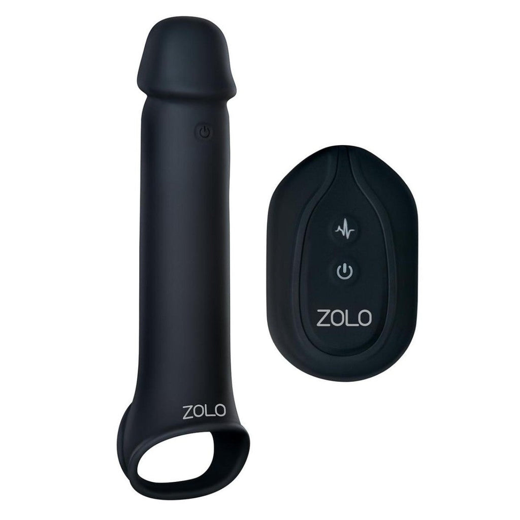 Zolo Vibrating Remote Control Penis 8 Inch Extender 10 Mode Strap On Dildo Silicone