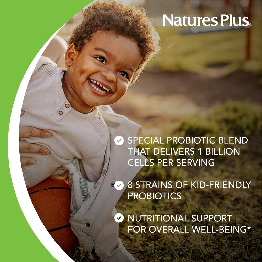 NaturesPlus Animal Parade AcidophiKidz Berry Flavor – 90 Chewables | Probiotics, FOS & Grape Seed