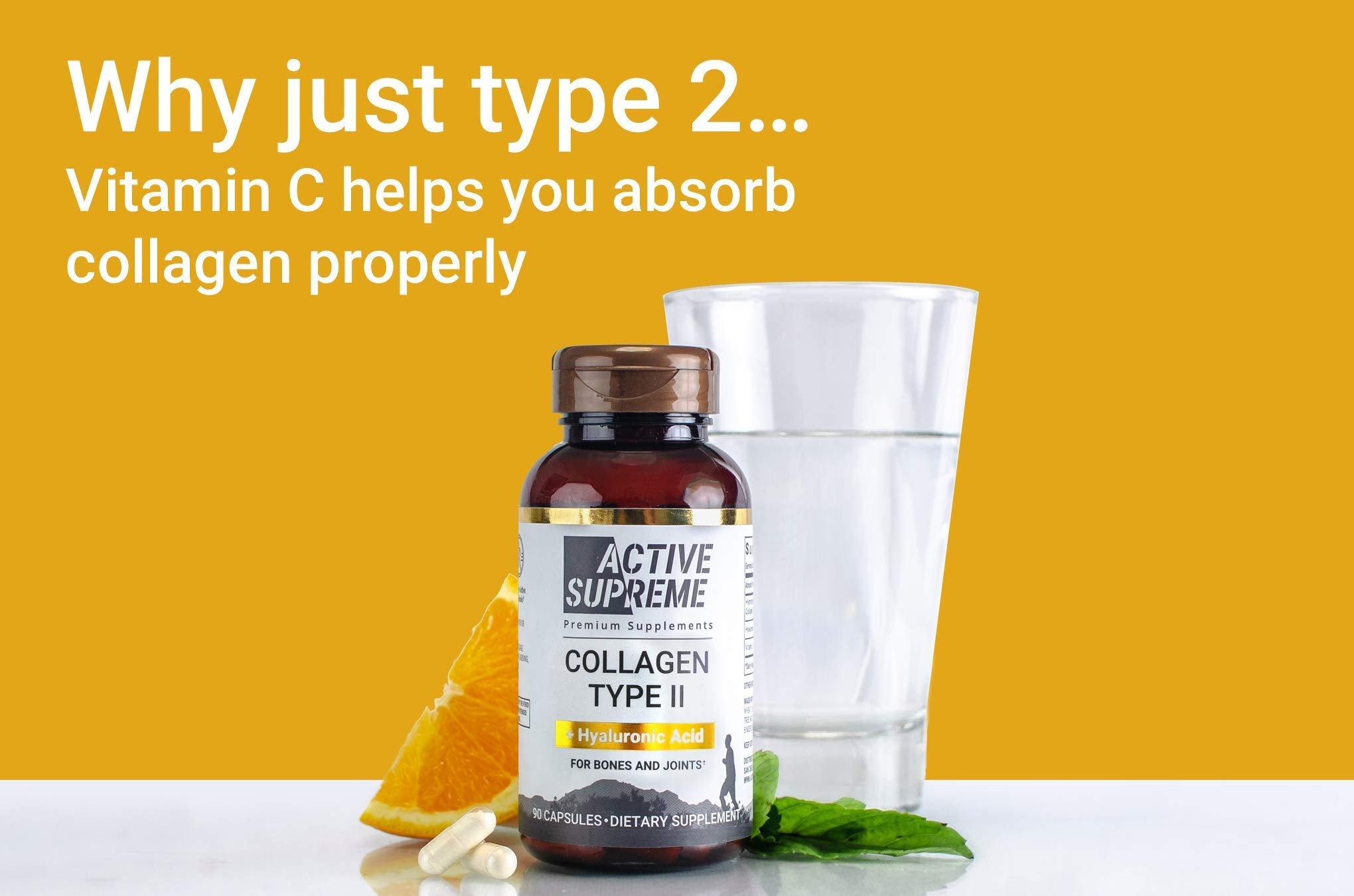 Active Supreme Collagen Type 2 3 Pack for Joints | Grass-Fed Beef + Vitamin C & HA