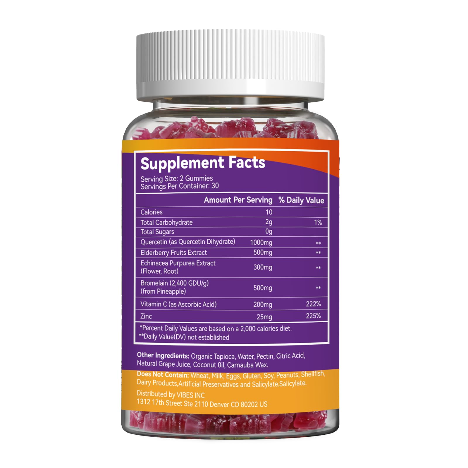 Agumoon Quercetin Gummies – 1000mg Quercetin with Bromelain, Zinc & Elderberry | Vegan Immune & Antioxidant Support (60 Count)