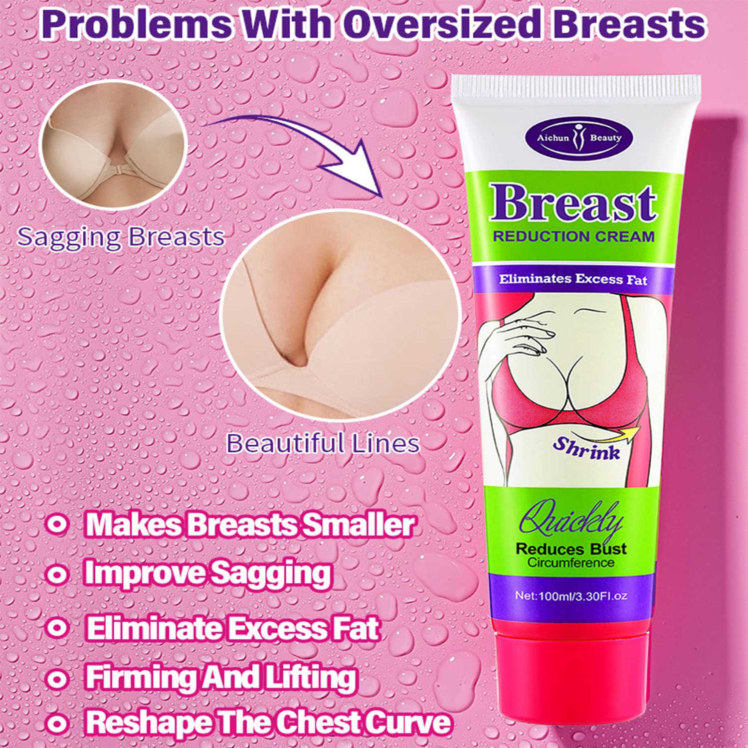 AICHUN BEAUTY Breast Reduction Cream - Shrink Bust, Quick Slimming & Shaping, 100ml