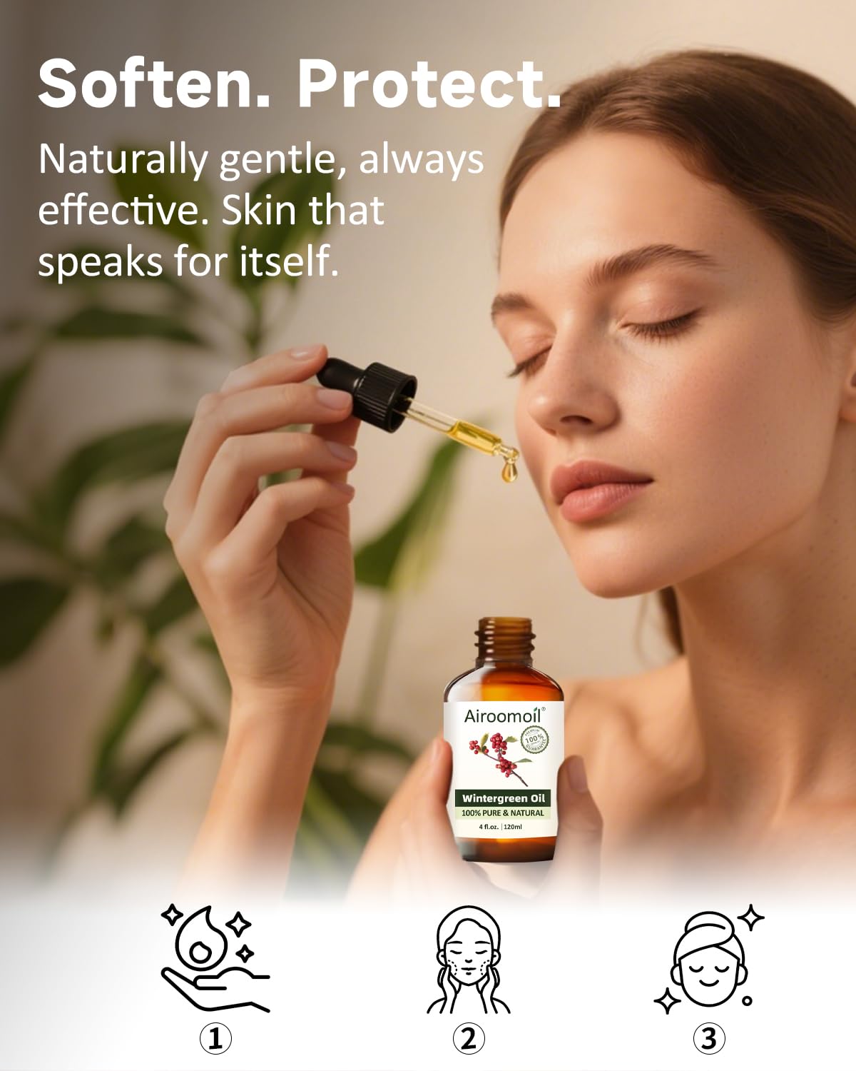 Airoomoil Wintergreen Essential Oil - 100% Natural, 4oz/120ml