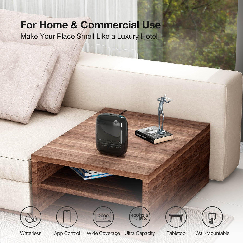 Airversa Waterless Diffuser Starter Kit - 400 mL, 200 mL Oils, Up to 2000 sq ft, Black