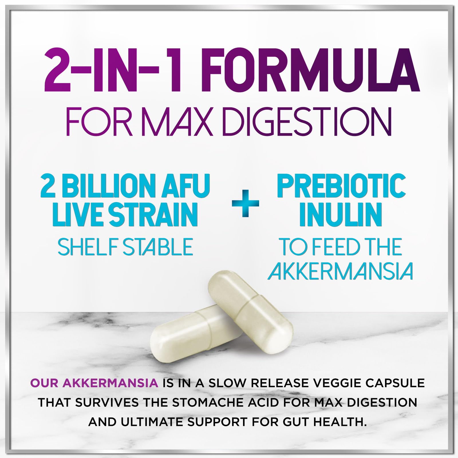 Akkermansia Probiotic 2B AFU – GLP-1 Support + Inulin Fiber | 120 Capsules | USA