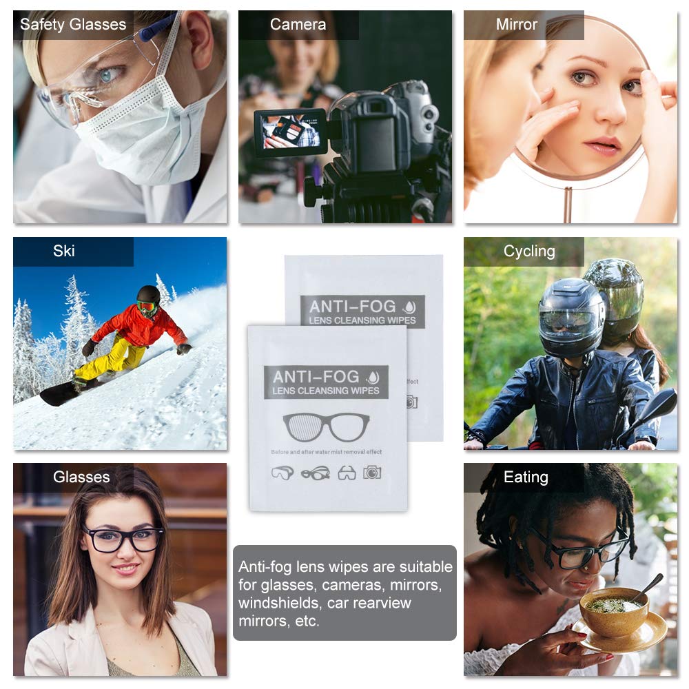 Alibeiss Anti-Fog Lens Wipes - Pre-Moistened 6" x 5" for Eyeglasses, 200 Pack