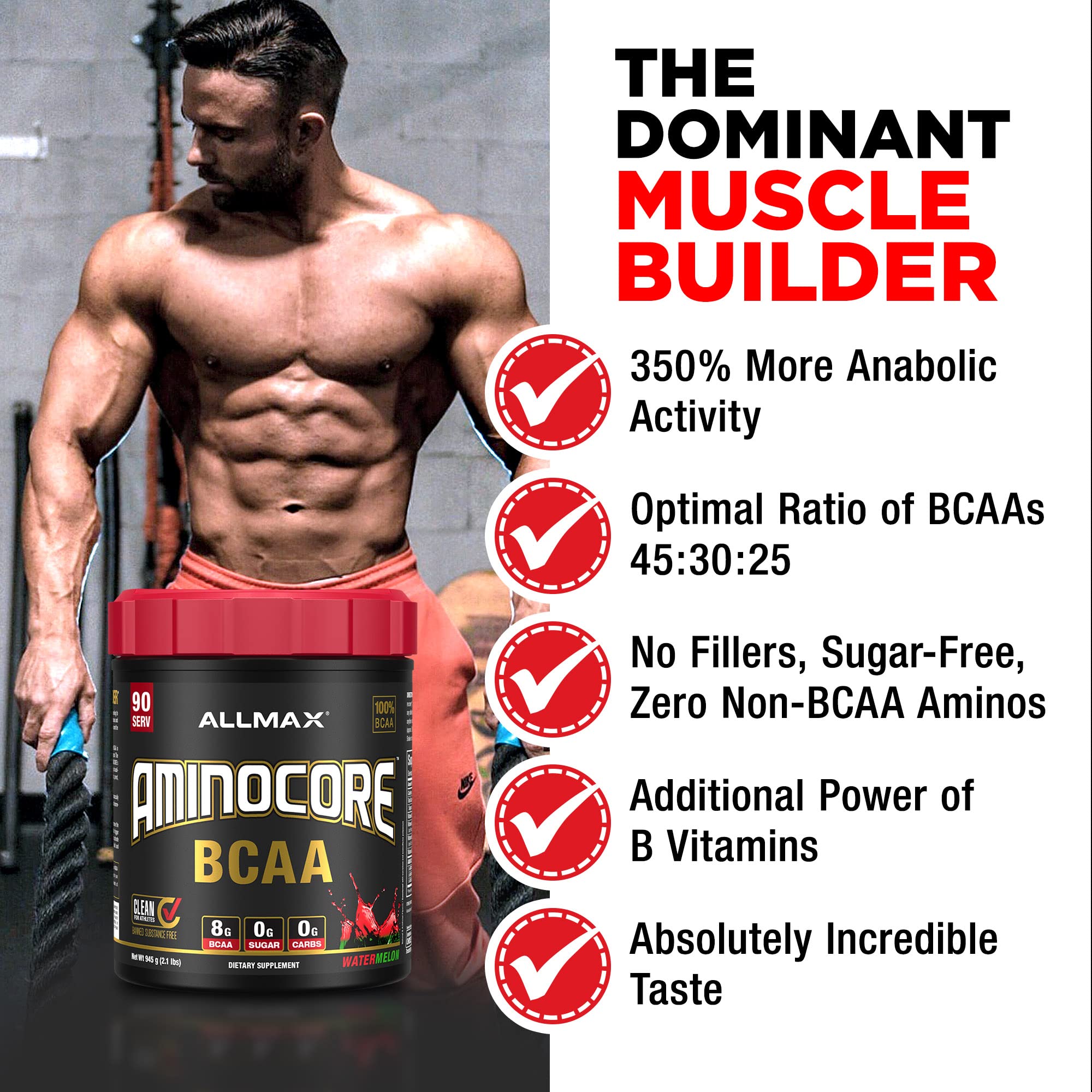 ALLMAX AMINOCORE BCAA Pineapple Mango – 945 g, 90 Servings, Sugar Free | No Fillers