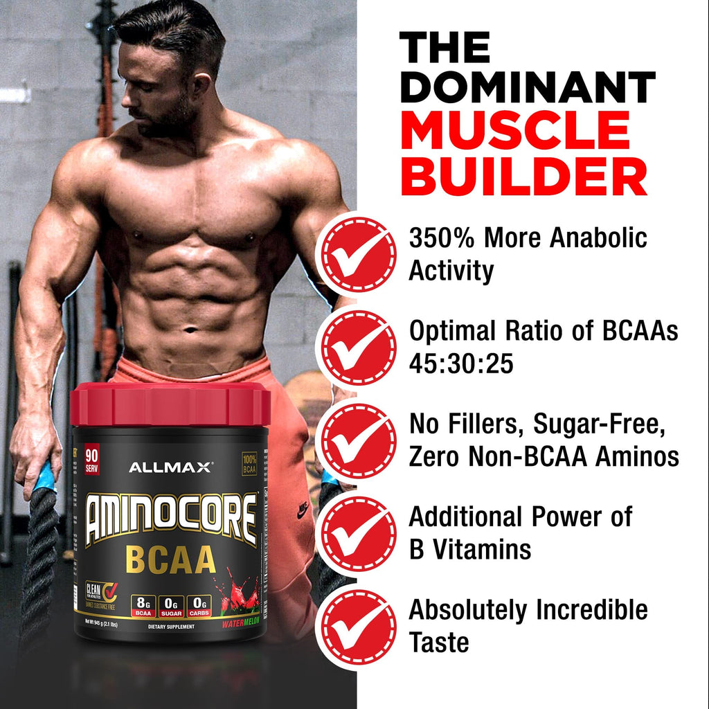 ALLMAX AMINOCORE BCAA – 8G BCAAs | Pink Lemonade, Gluten Free | 315g