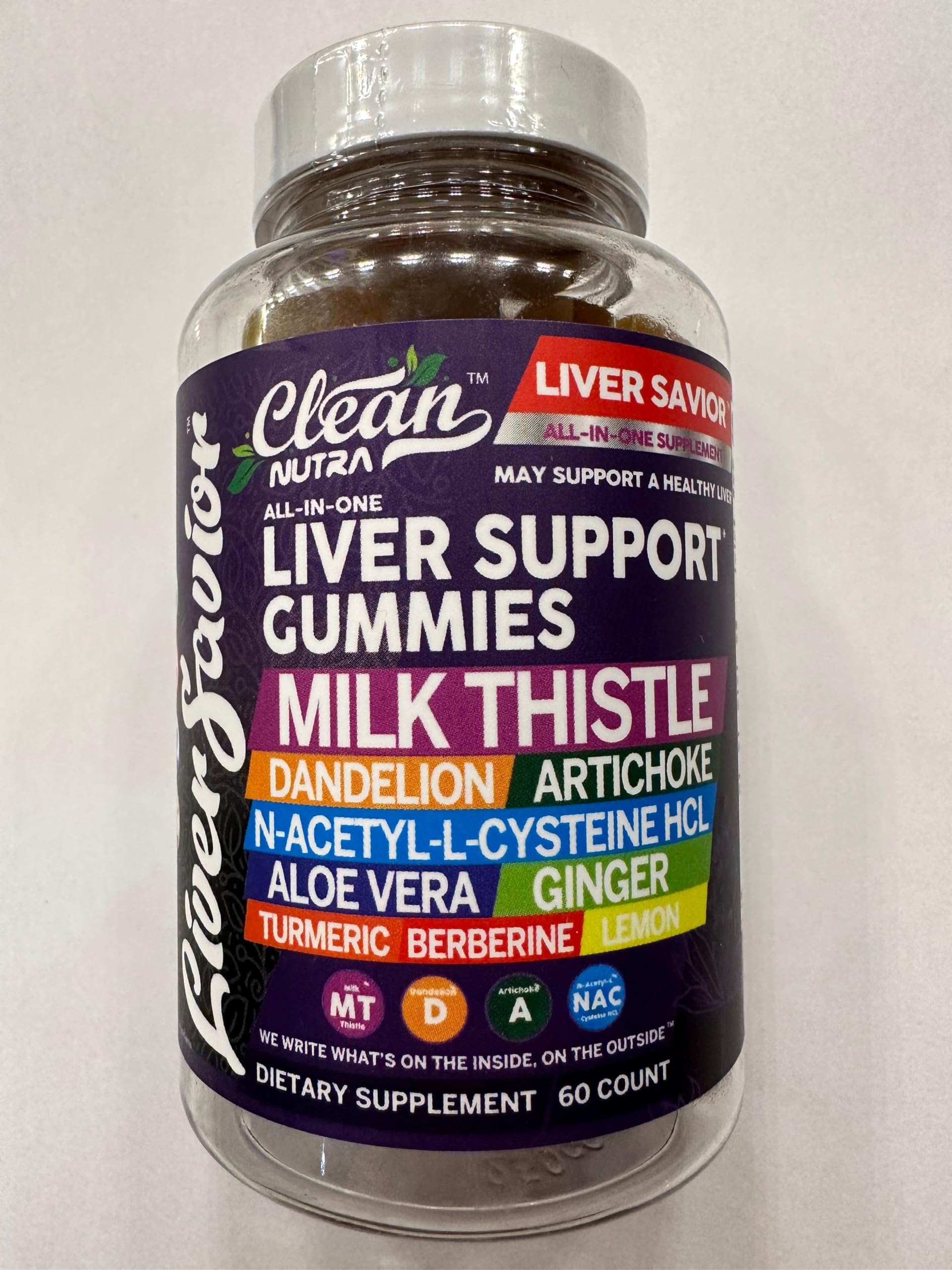 Clean Nutra Liver Cleanse Detox & Repair Gummies | Milk Thistle Gummy Liver Support Vitamins | Dandelion, Artichoke, Aloe Vera, Ginger, Berberine, Lemon, N-Acetyl-L-Cysteine, Turmeric Supplement HCL