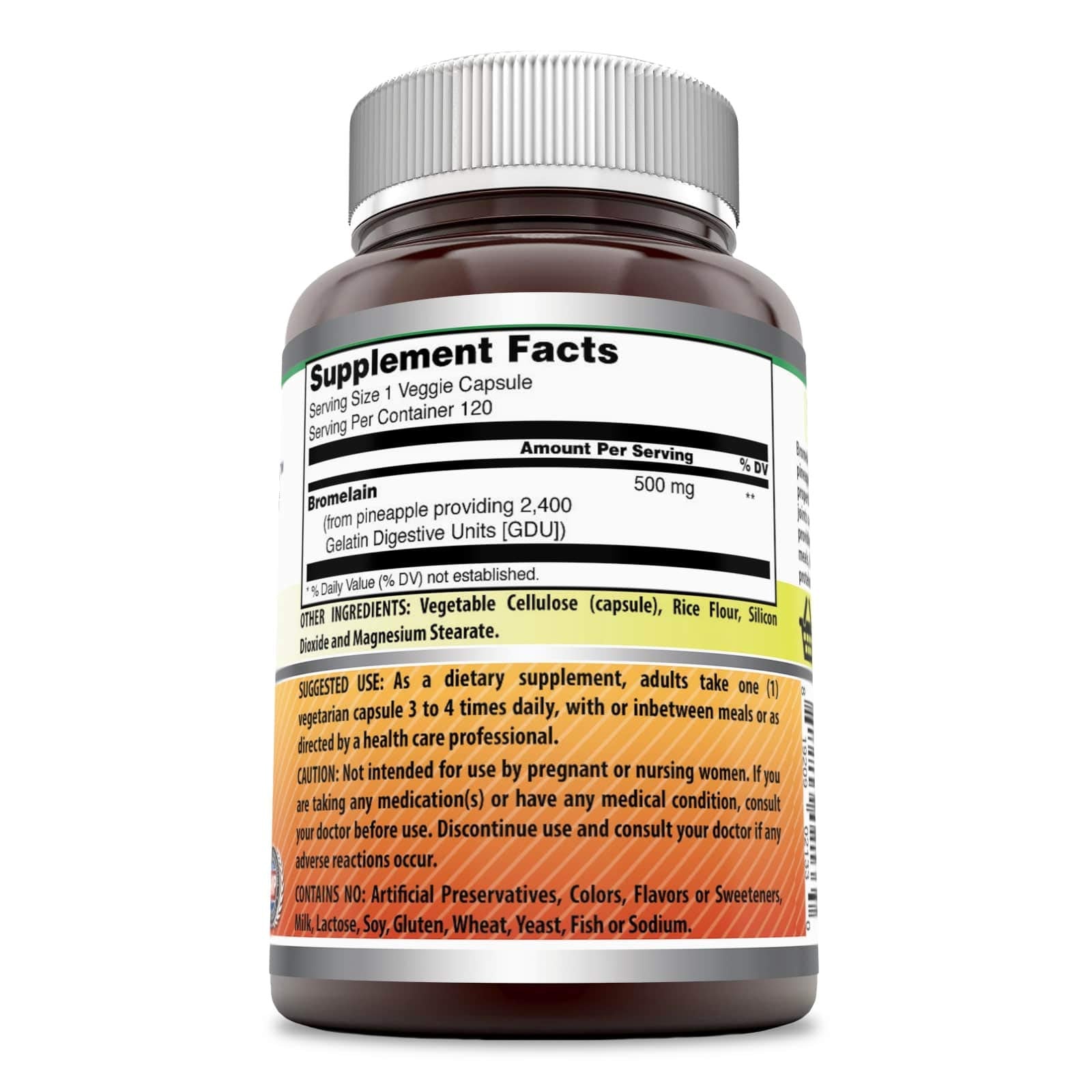 Amazing Formulas Bromelain Supplement – 500 mg (2400 GDU) – 3 Pack, 120 Veggie Capsules – Non-GMO, Gluten Free, Made in USA