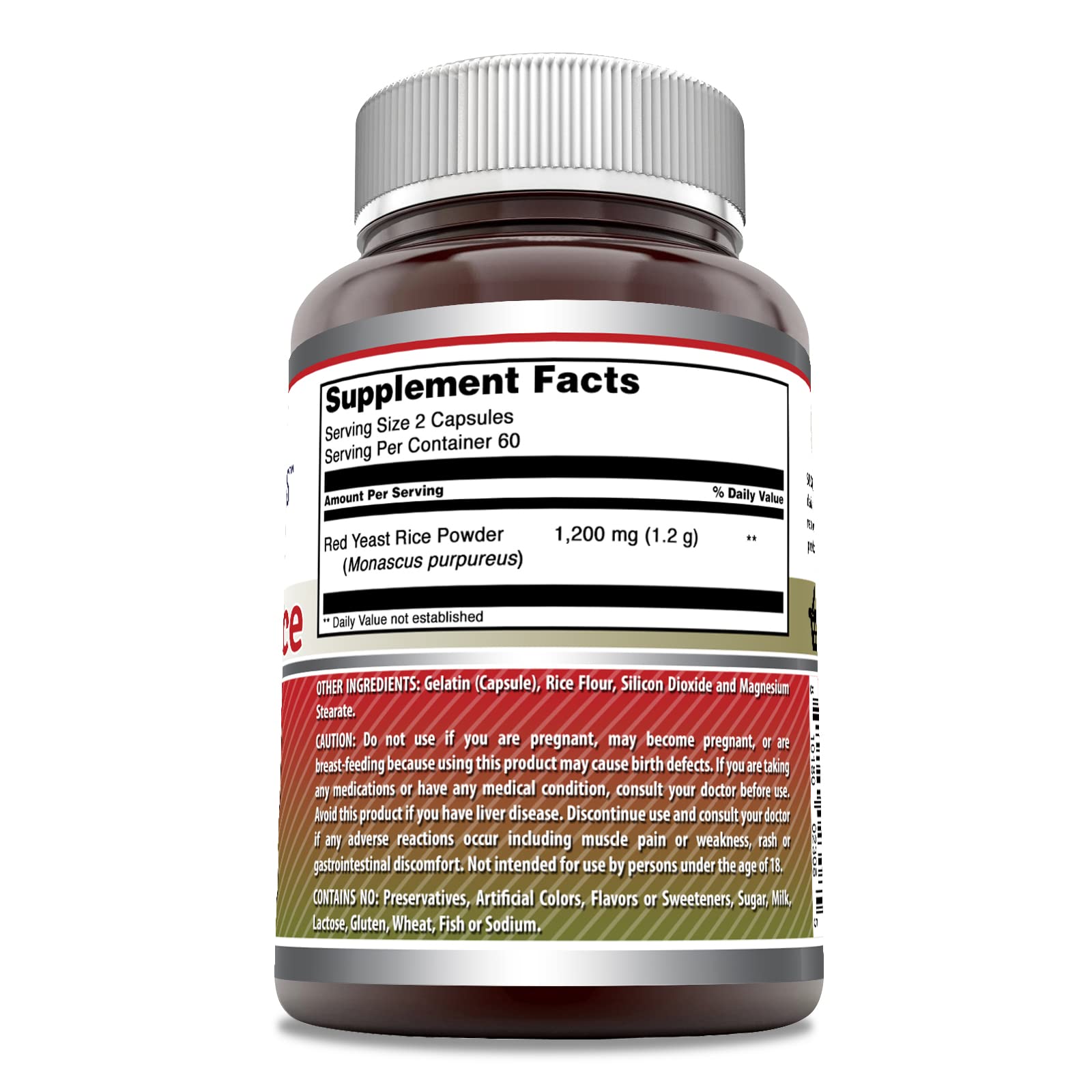 Amazing Formulas Red Yeast Rice 1200mg | Non-GMO, Gluten Free | Made in USA | 120 Count