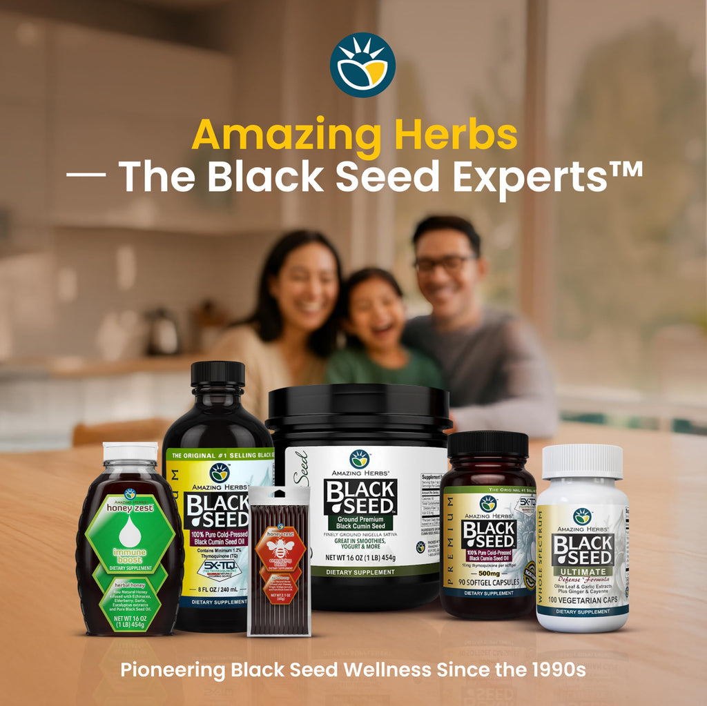 Amazing Herbs Premium Black Seed Oil - Gluten Free, Non-GMO, Cold Pressed Nigella Sativa - Digestive Health, Immune Support, Brain Function - Pack of 2 (4 Fl Oz Each)