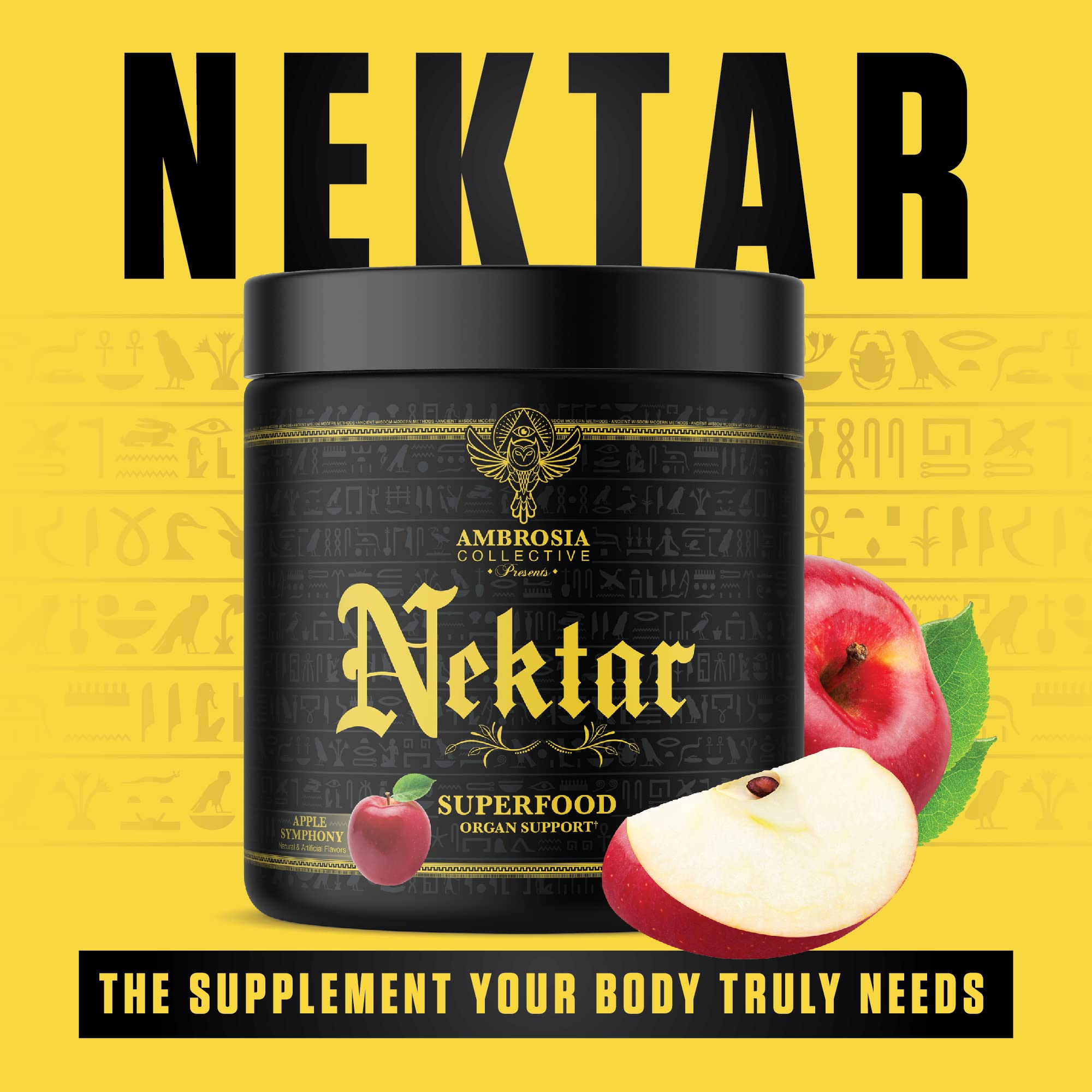 Ambrosia Nektar Superfood Powder – Apple Symphony Greens Alternative for Energy, Digestion & Immune Support | 30 Servings