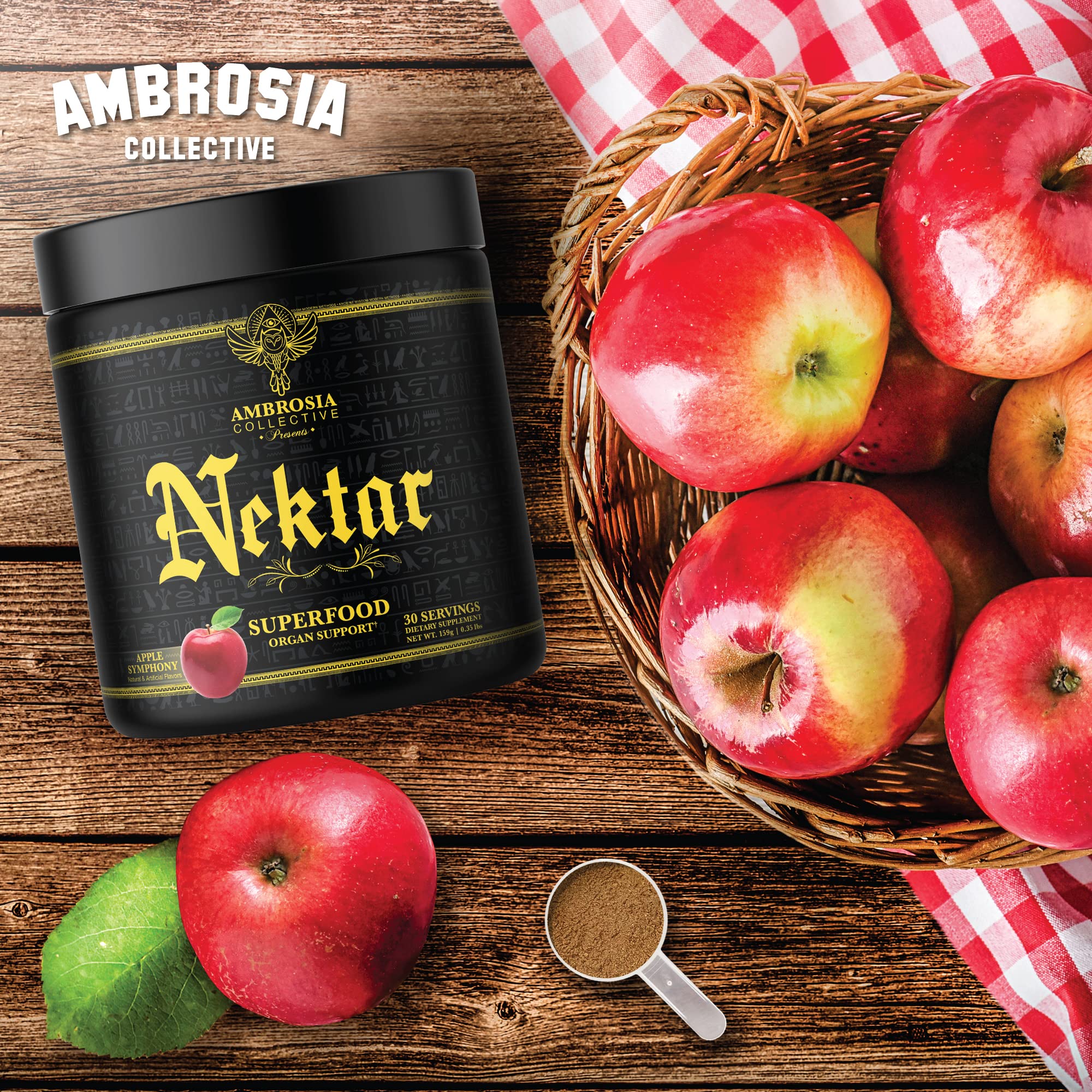Ambrosia Nektar Superfood Powder – Apple Symphony Greens Alternative for Energy, Digestion & Immune Support | 30 Servings