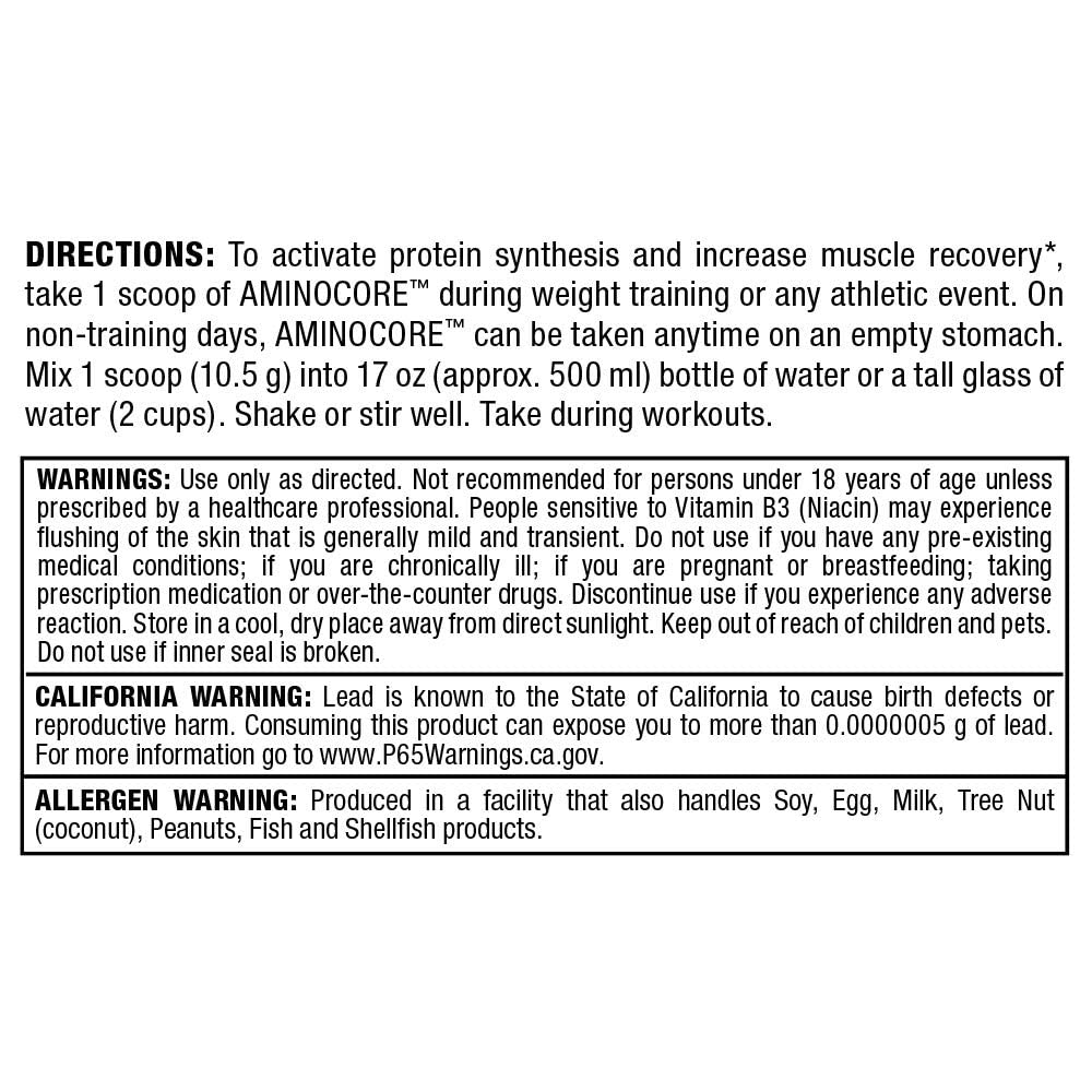 ALLMAX AMINOCORE BCAA Powder – 8,180 mg BCAAs, White Grape, 945 g