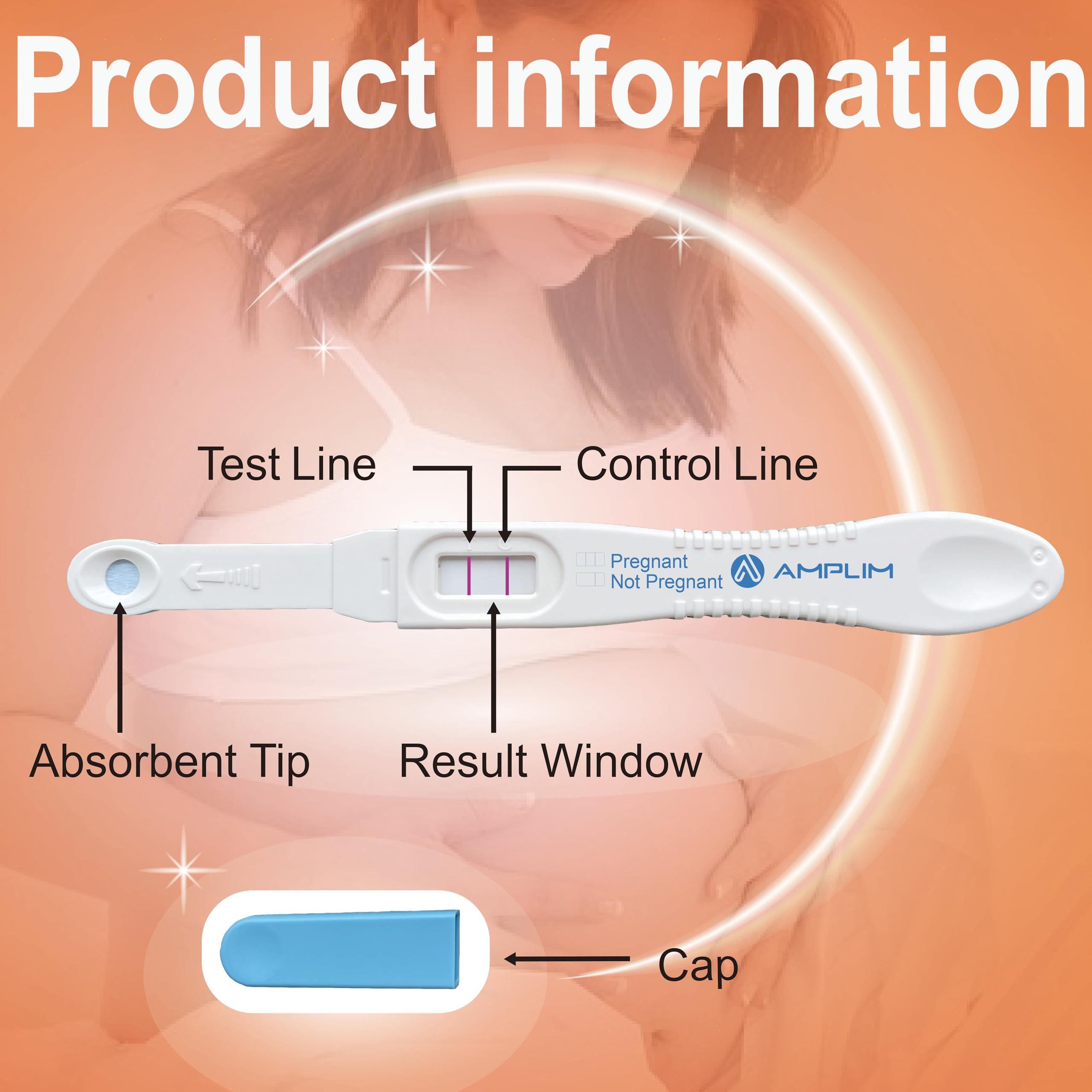Amplim Early Result Pregnancy Test Sticks – 6 Days Early, 99.99% Accurate, 10 mIU/mL, 30-Pack (Midstream/Dip)