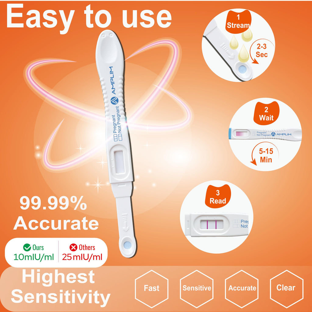 Amplim Early Detection Pregnancy Test, 6 Count – 99.99% Accurate, Ultra-Sensitive 10 mIU/mL HCG, Detects 6 Days Early, Midstream or Dip
