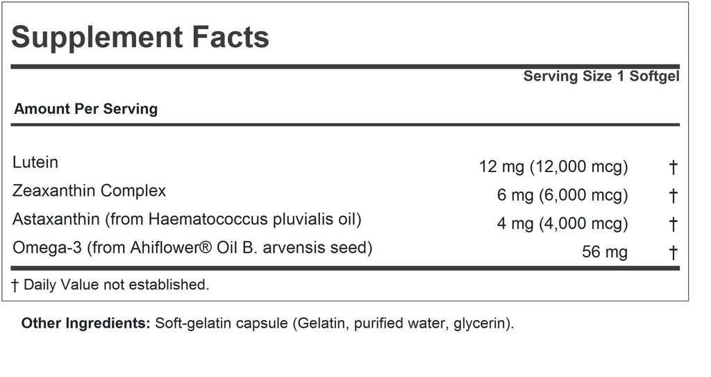 ANDREW LESSMAN Maximum L+Z with Astaxanthin 120 Softgels – Lutein, Zeaxanthin & Astaxanthin for Eye & Brain Health