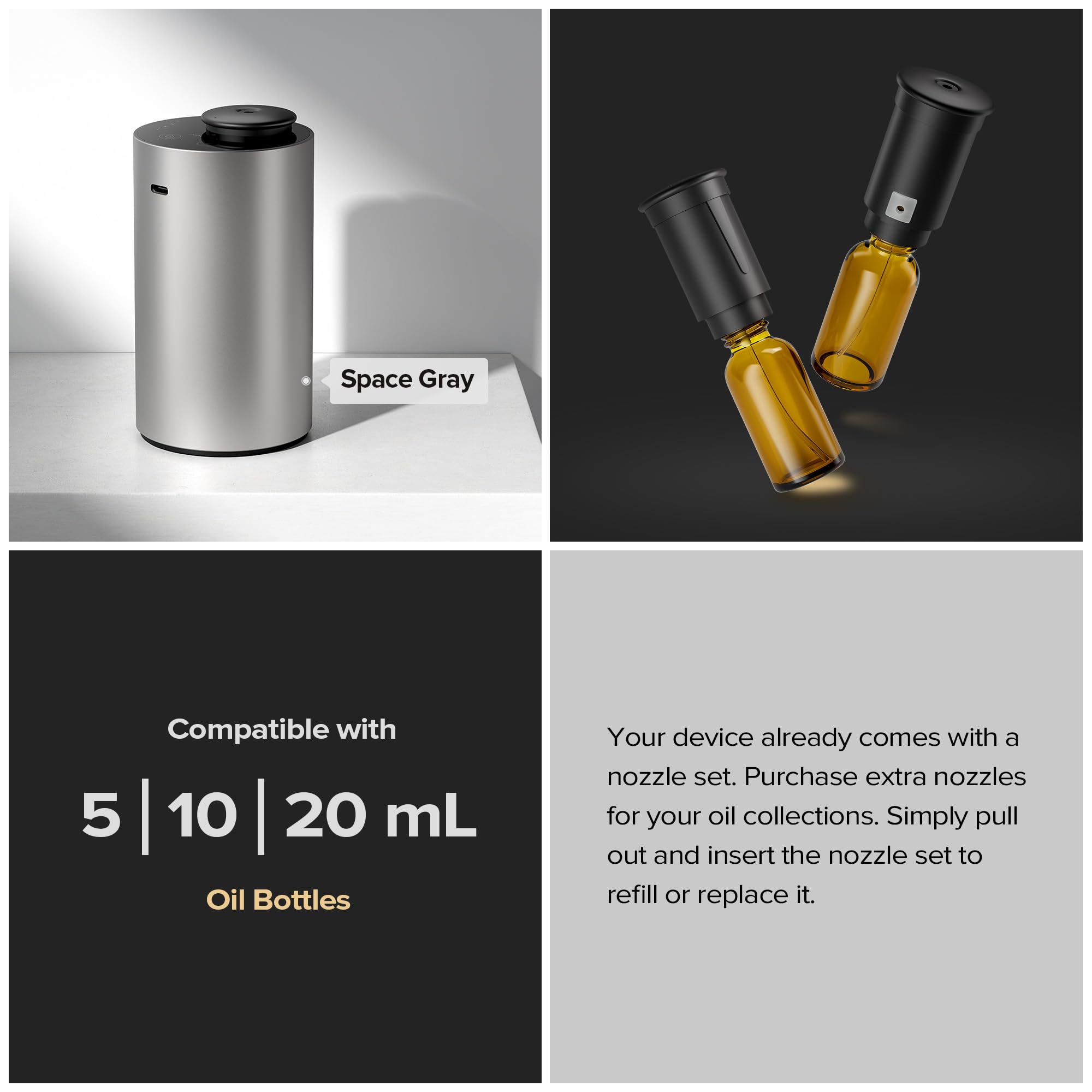 Waterless Essential Oil Diffuser Starter Kit – Ritz-C. Inspired Fragrance | USB-C Battery-Powered