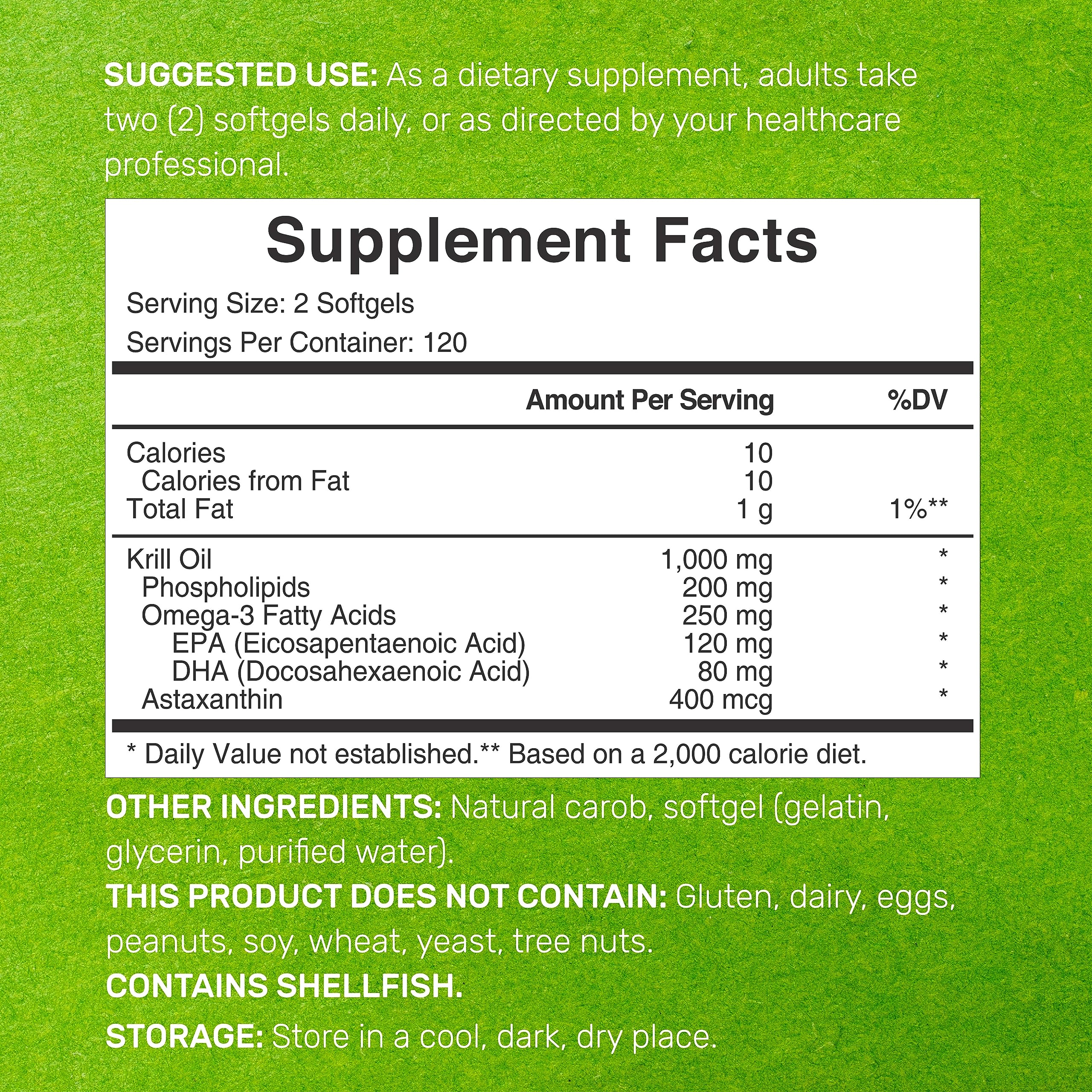 Antarctic Krill Oil 1,000mg – 240 Softgels | Mercury Free, No Fishy Taste | Omega-3 EPA/DHA