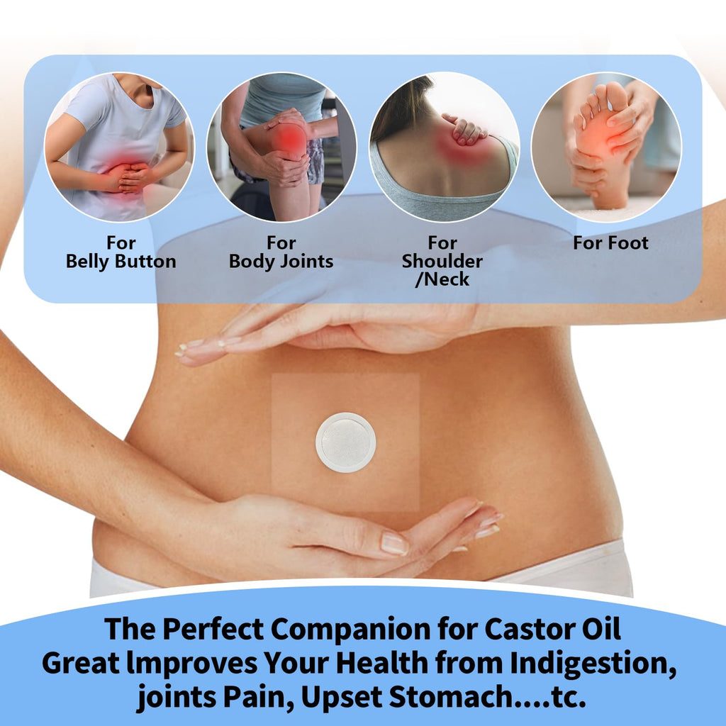 12PCS Castor Oil Patches - Transparent PU Film Belly Button Patches (Leak-Proof, Self-Adhesive, No Wash)