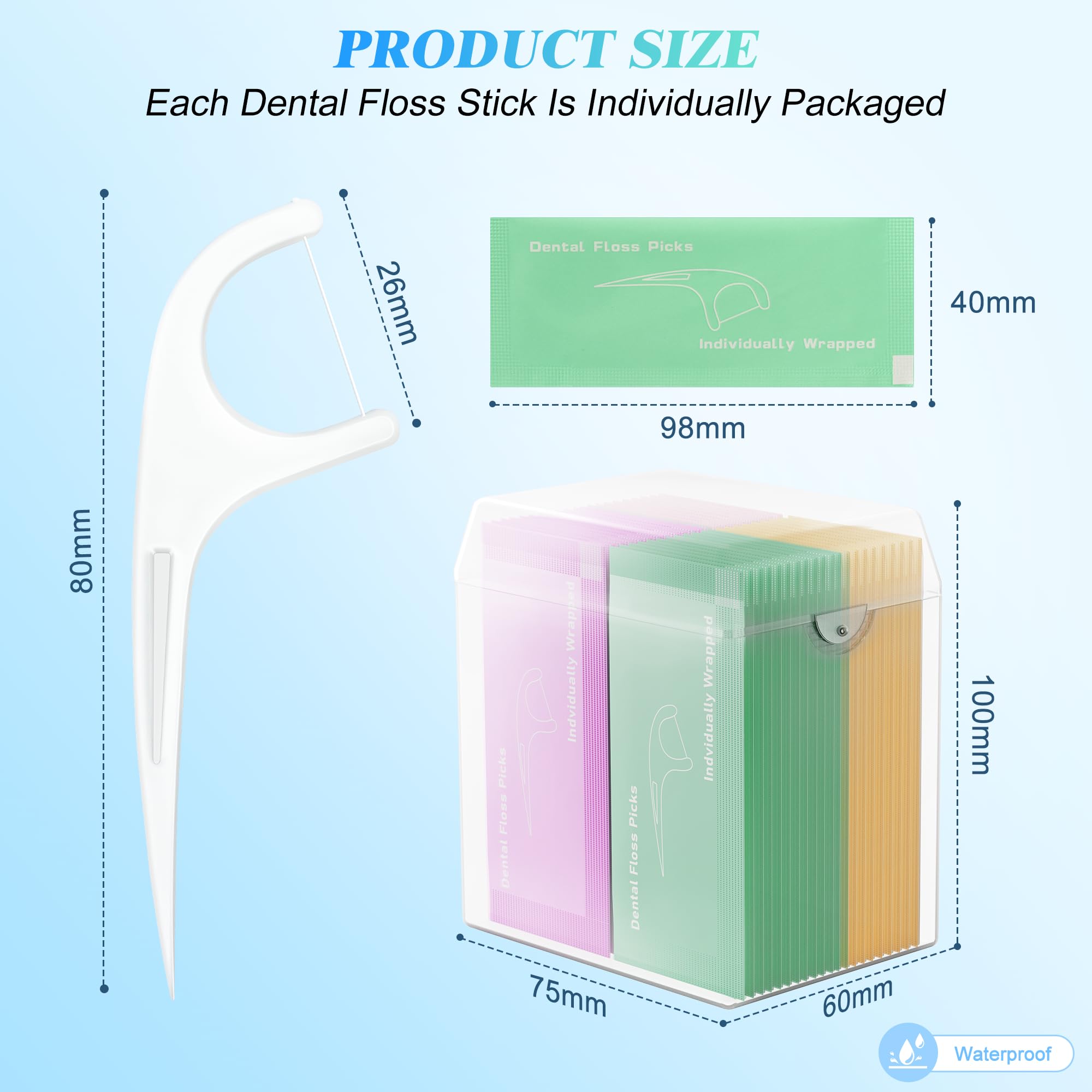 Individually Wrapped Floss Picks – Multi-Color Flossers with Handy Case (2-Case)