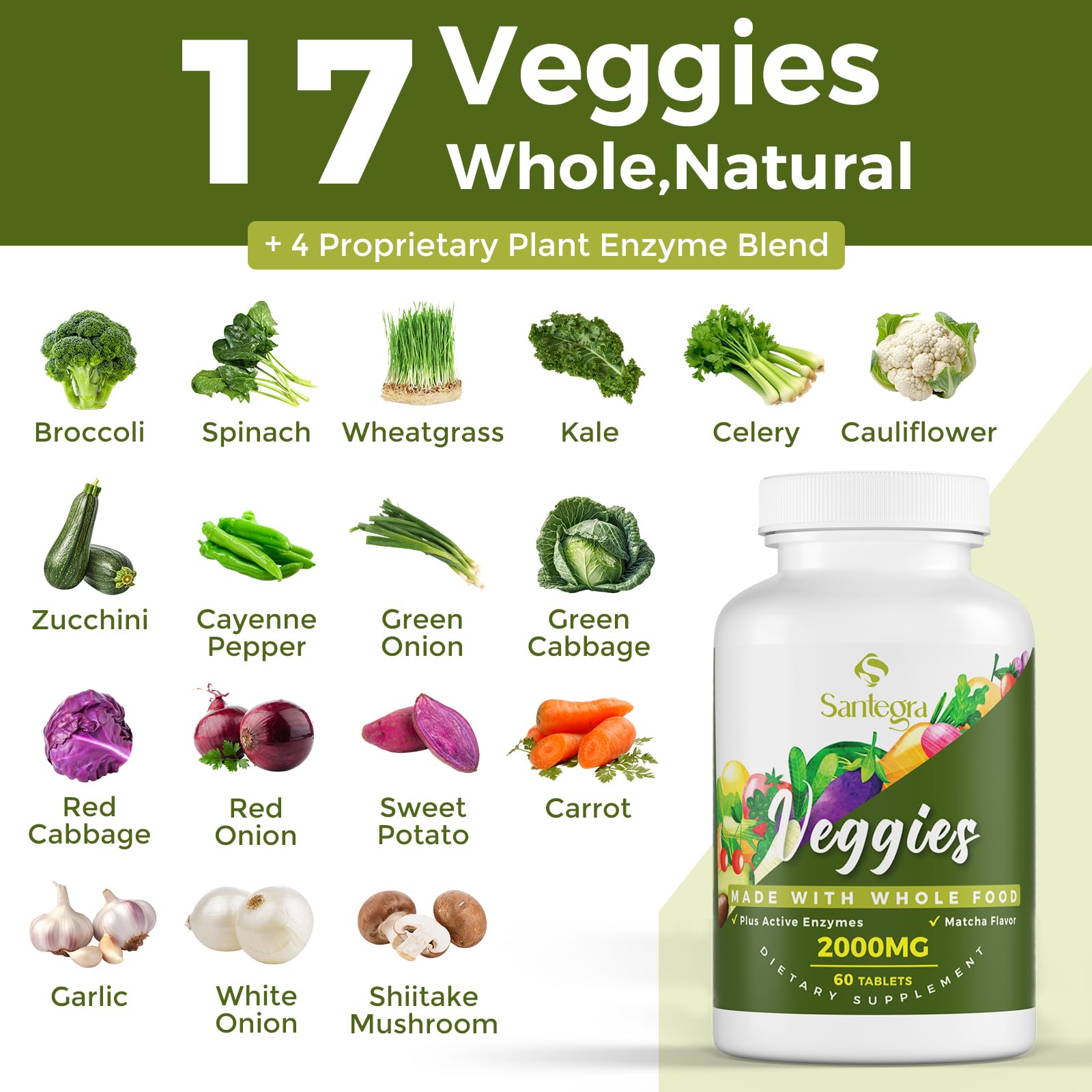 2000 MG Fruit & Veggies Supplement – 35+ Fruits & Vegetables, 120 Tablets