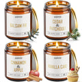 AOOVOO 4pc Soy Candle Set – Balsam Fir, Cedar & Patchouli, Cinnamon & Apple, Vanilla Cake | 28 oz