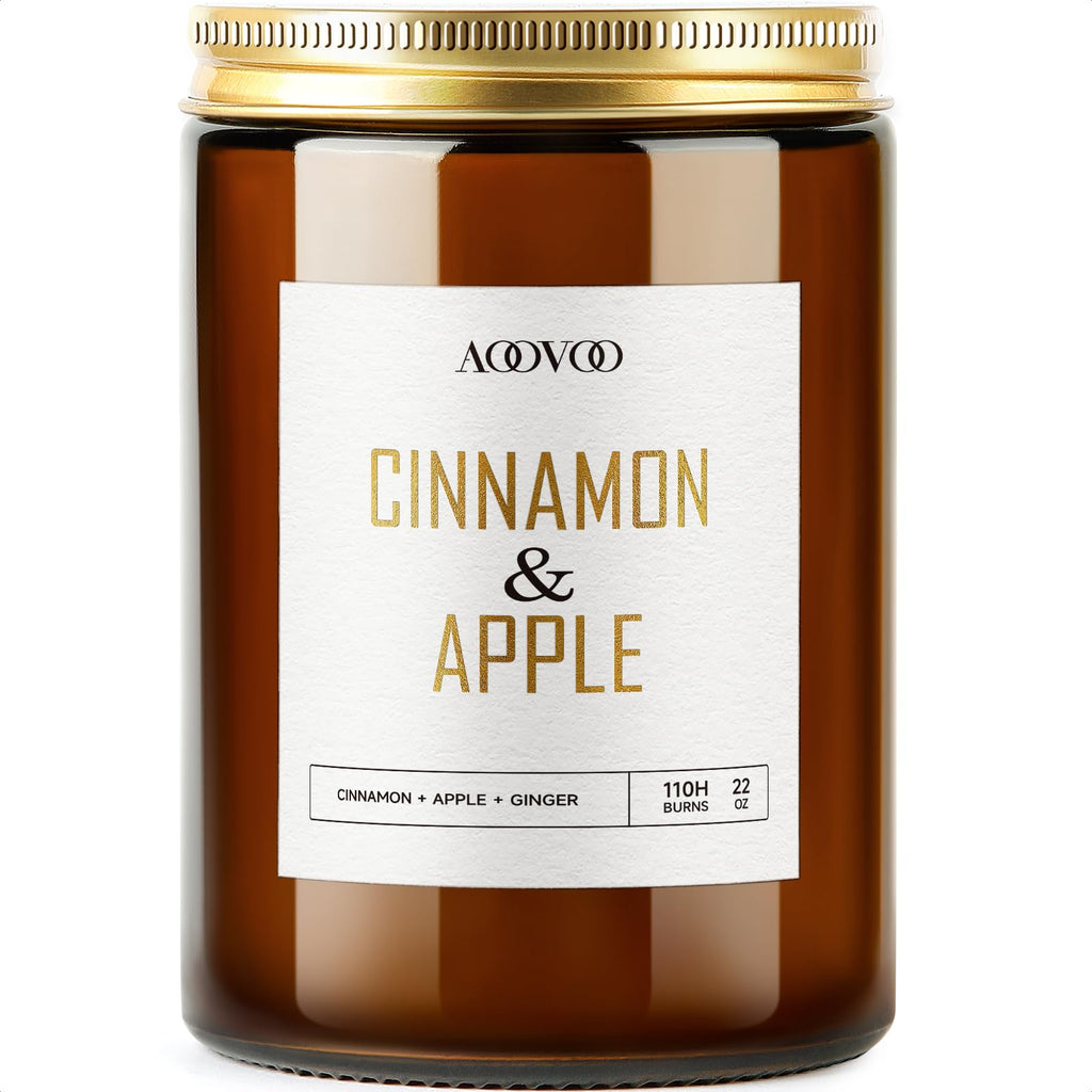 AOOVOO Apple Cinnamon Candles – 22 oz Soy Scented Candle for Home & Aromatherapy