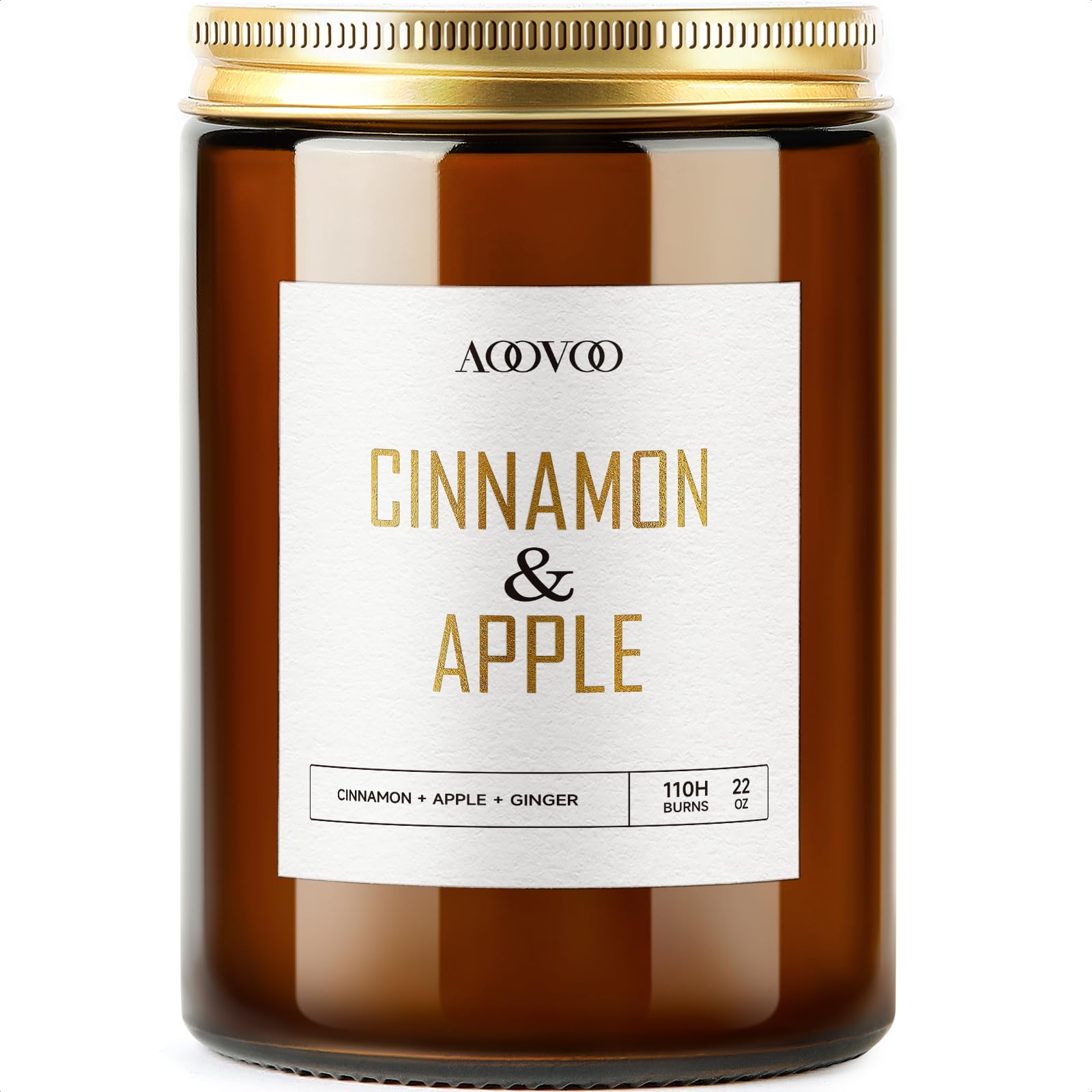 AOOVOO Apple Cinnamon Candles – 22 oz Soy Scented Candle for Home & Aromatherapy