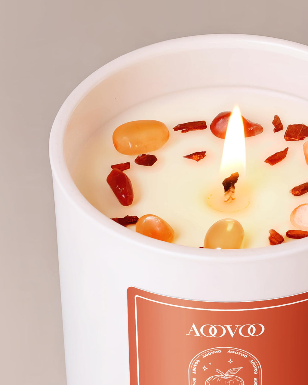 AOOVOO Apple Pie Scented Candles for Women – 7oz Soy Aromatherapy Candle with Crystals Inside
