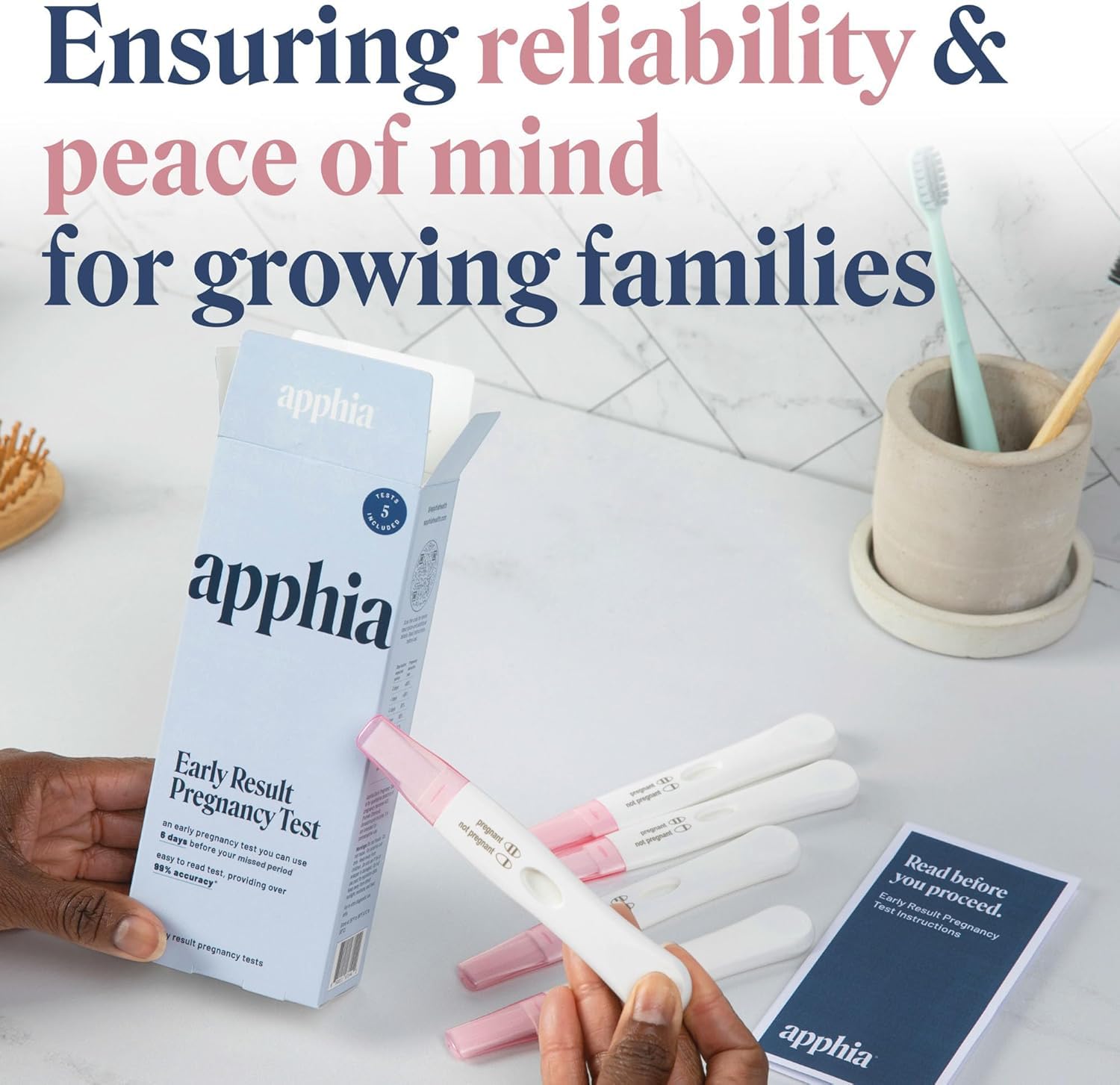 Apphia Early Detection Pregnancy Test - 6 Days Sooner | Midstream hCG Strips | Made in USA (Pack of 5)