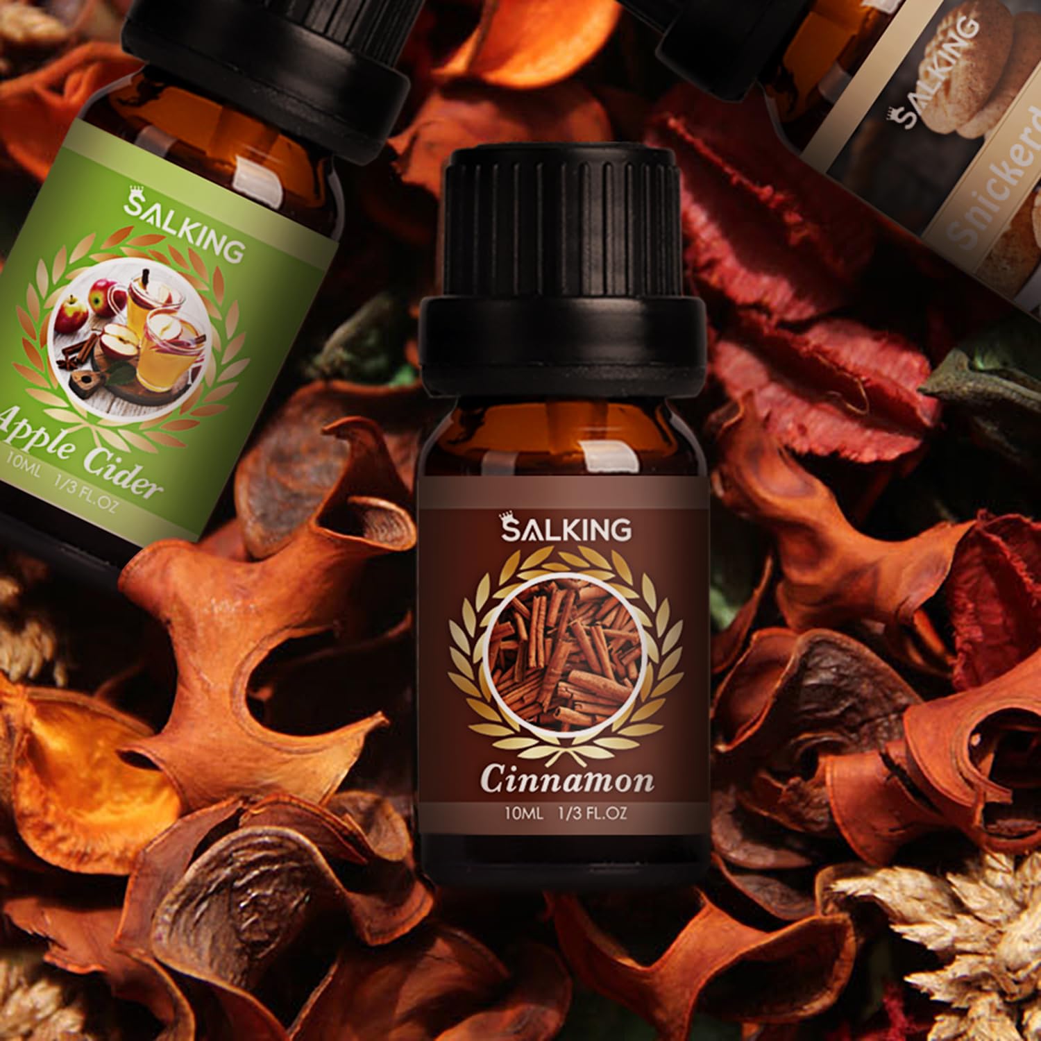 SALKING Autumn Fragrance Oils – Premium Fall Essential Oils for Diffuser, Soap & Candle Making | Cinnamon, Pumpkin Spice, Apple Cider, Vanilla, Pine, Snickerdoodle