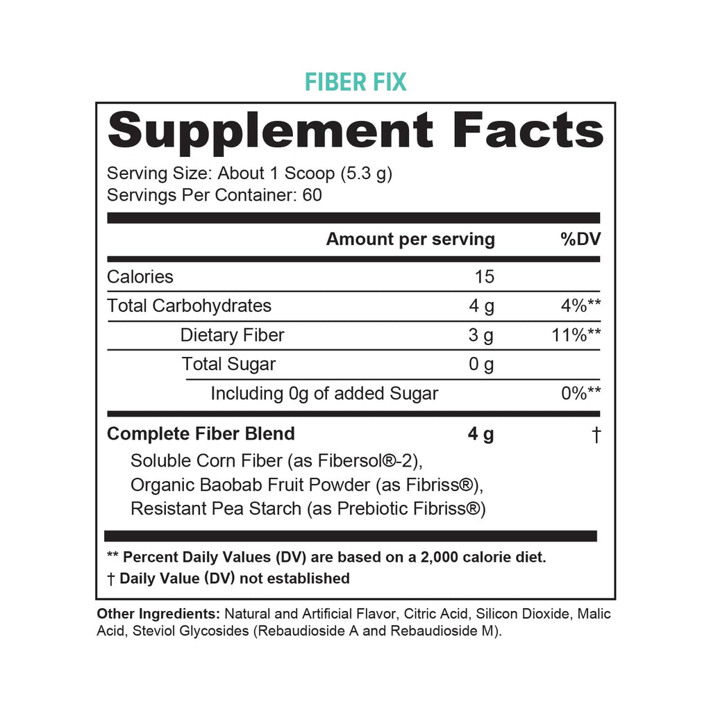Fiber Supplement Colon Cleanse Detox – Prebiotic Powder for Digestive Health (Apple, 60 Servings)