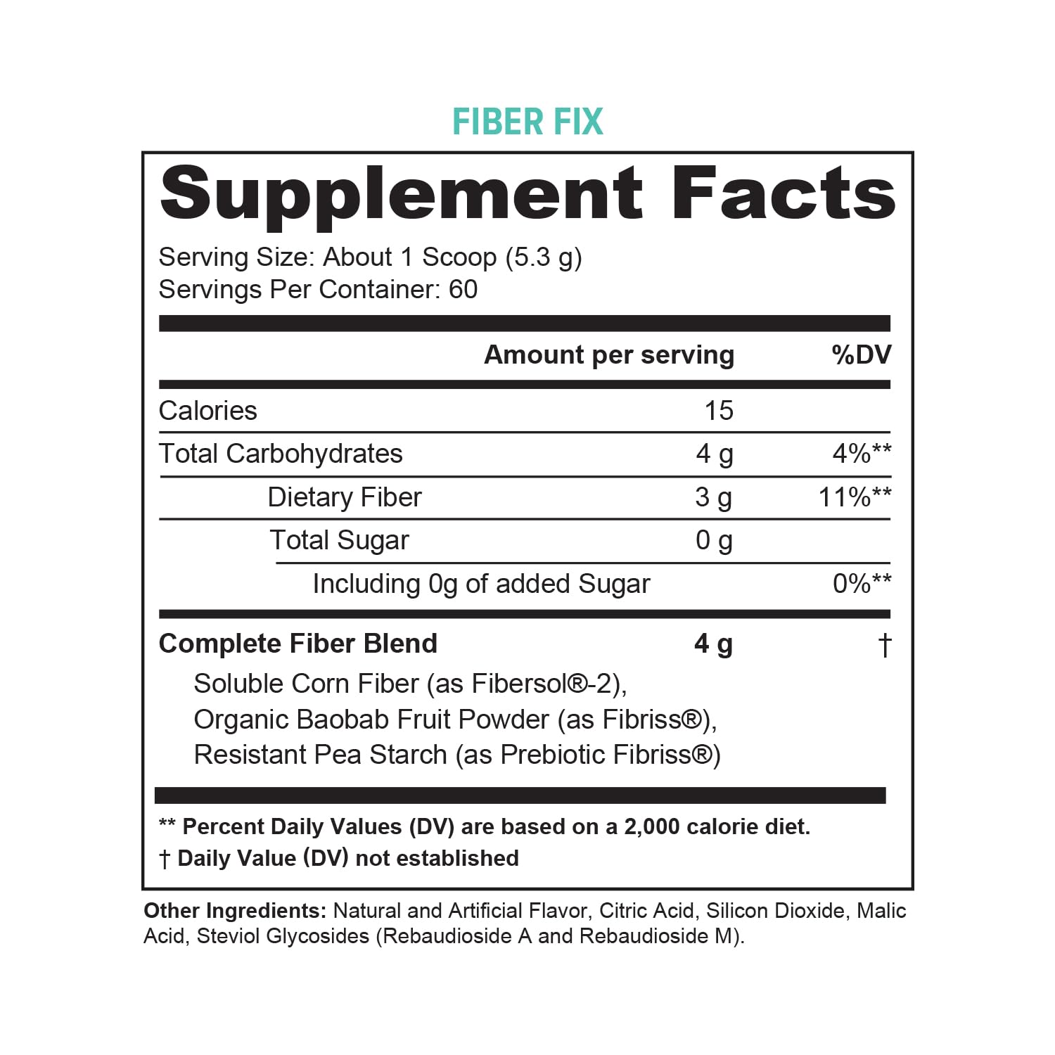 Fiber Supplement Colon Cleanse Detox – Prebiotic Powder for Digestive Health (Apple, 60 Servings)