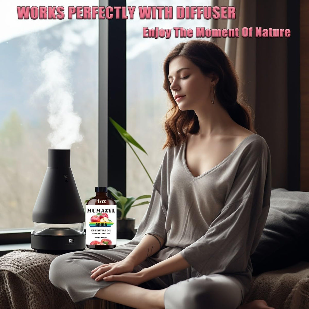 Apple Essential Oil - 4 Fl Oz (120 ml) Amber Glass Bottle for Diffuser & DIY