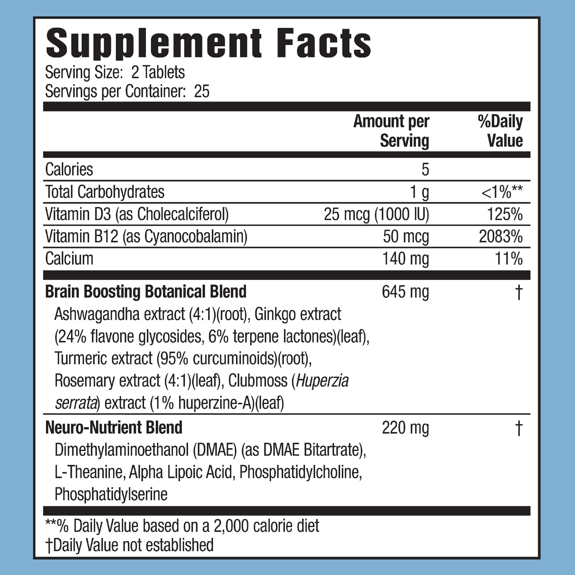 Applied Nutrition Healthy Brain All-Day Focus - 50 Tablets - 3-in-1 Brain Booster with Turmeric