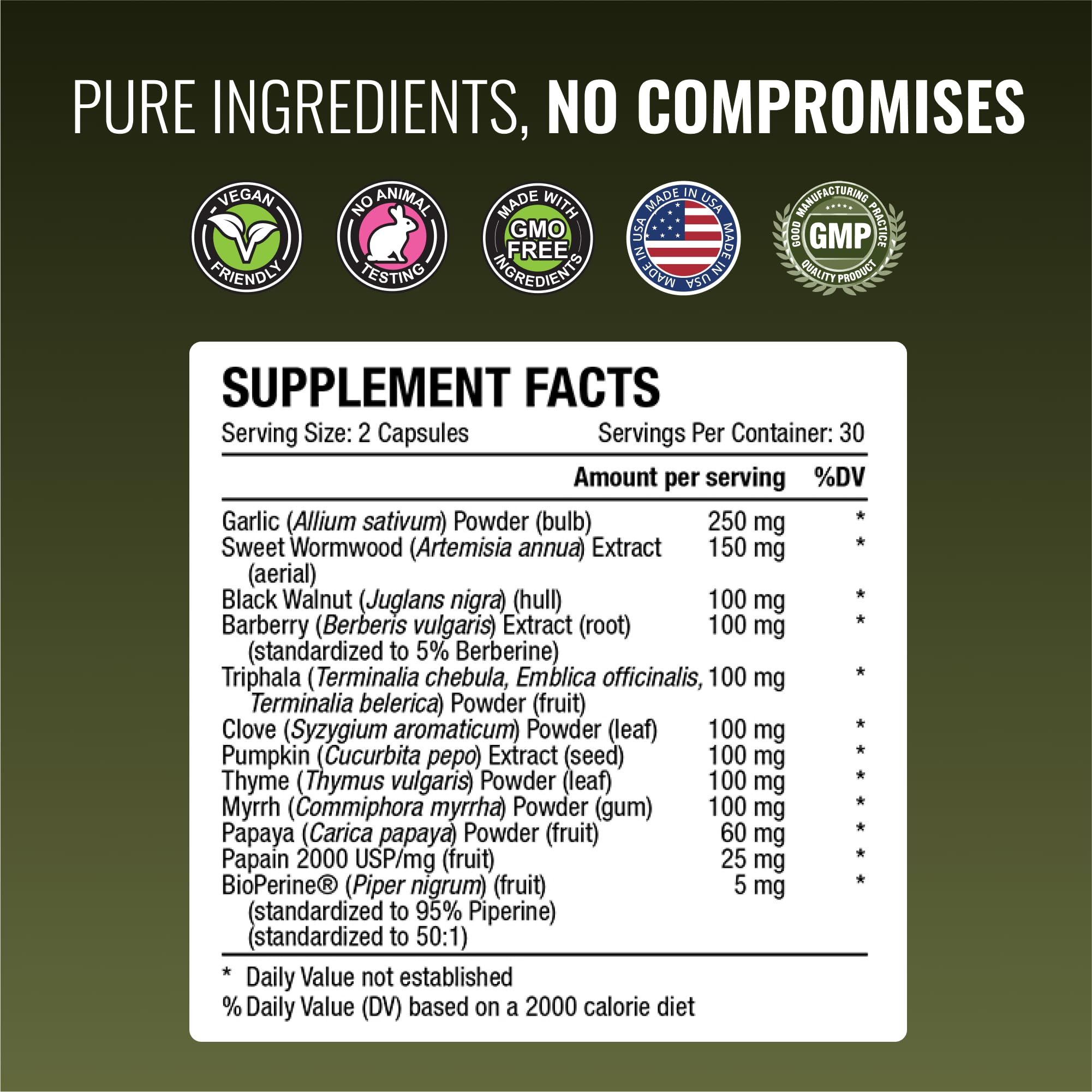 Approved Science Parastrin – 60 Vegan Capsules with Black Walnut, Garlic, Papain 2000 & BioPerine