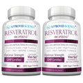 Approved Science Resveratrol - 1000 mg Trans-Resveratrol + Bioperine - 380 Vegan Capsules (2 Bottles)
