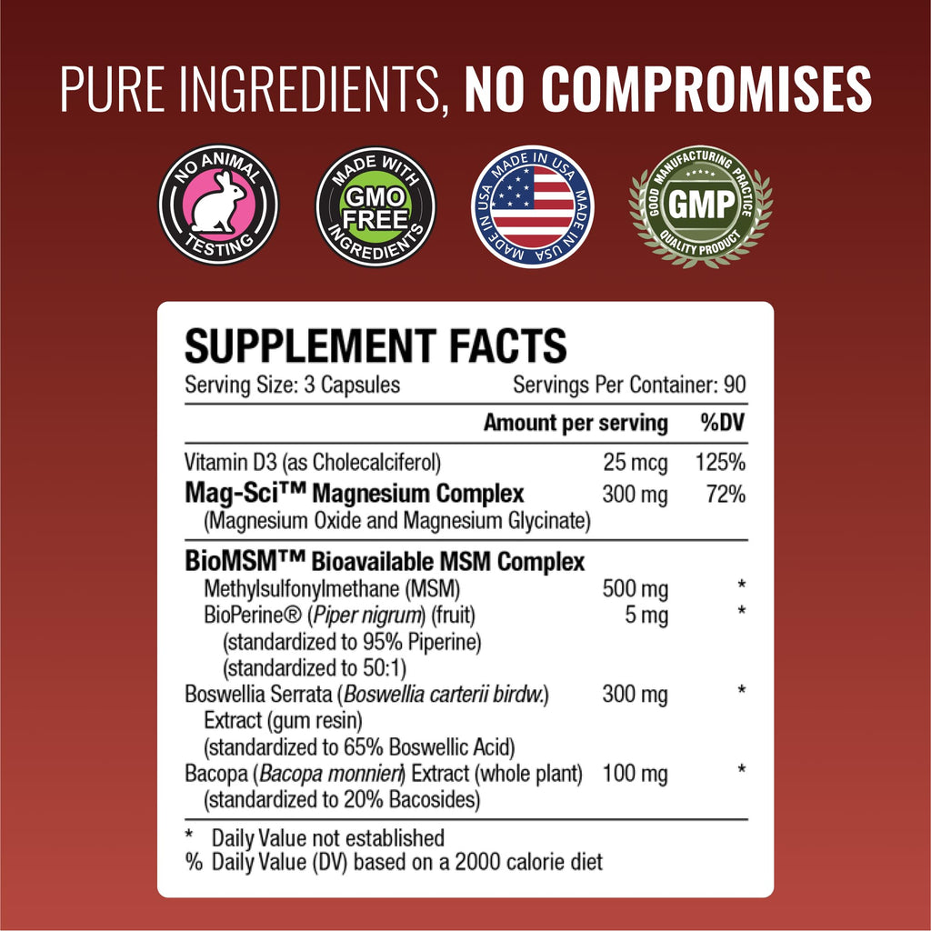 Approved Science Fibroprin - Ease Nerve and Muscle Aches - Improve Mobility - 540 Capsules - 6 Month Supply - Made in The USA