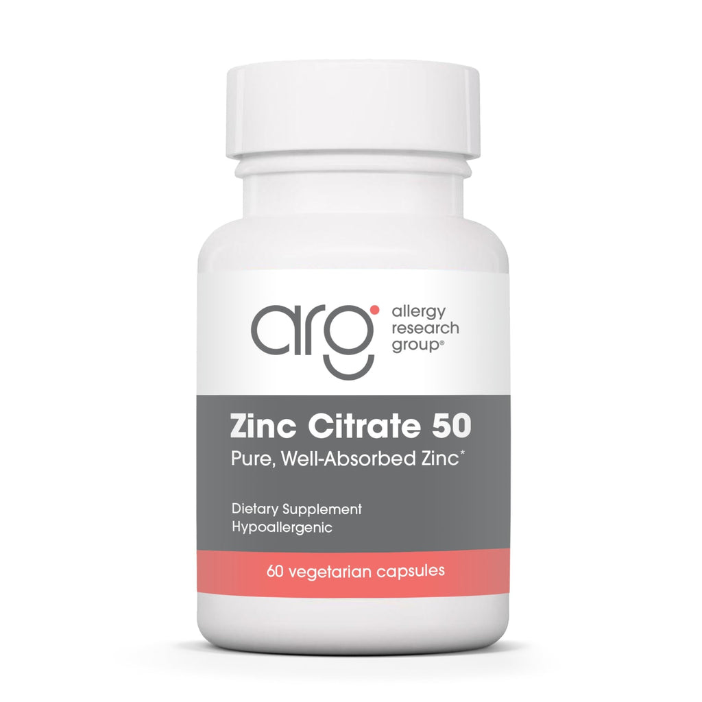 Zinc Citrate Supplement 50mg – Allergy Research Group | 60 Vegetarian Capsules