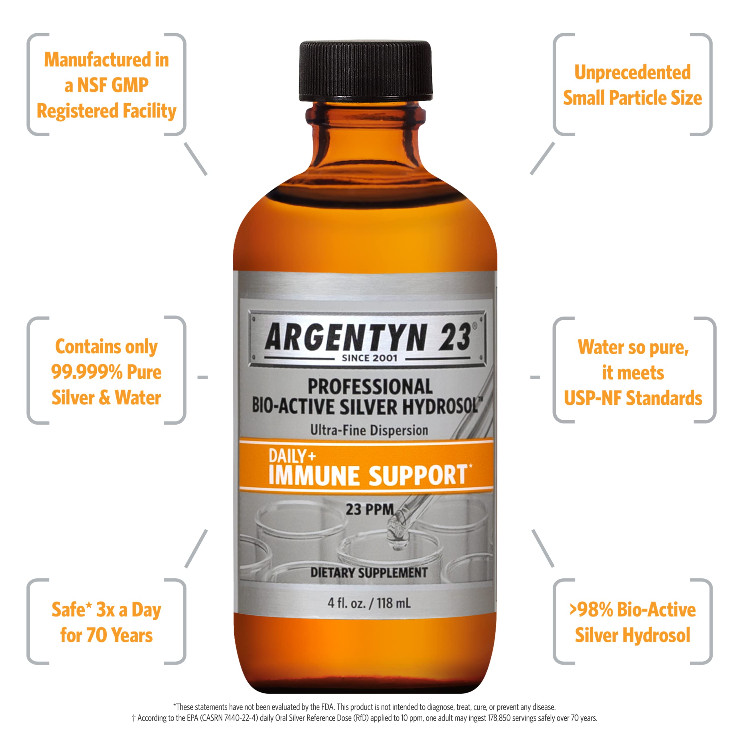 Argentyn 23 Pro Bio-Active Silver Hydrosol – Immune Support, 23ppm, 4oz Twist-Top
